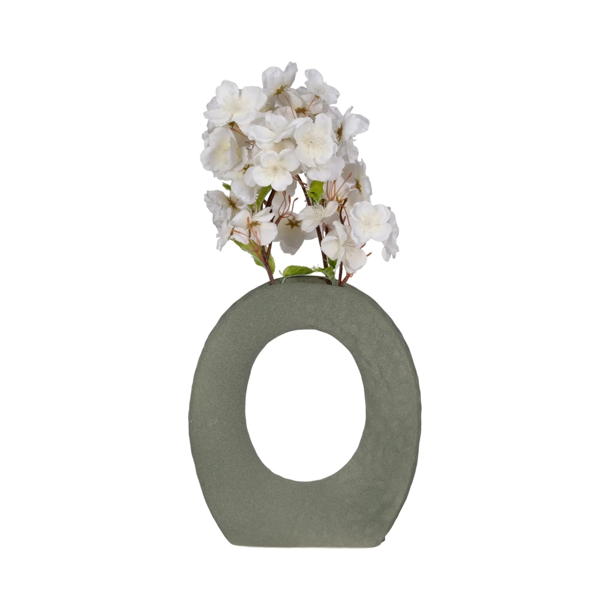 10" Textured Open Cut-out With Vase Opening, Sage - Image 2