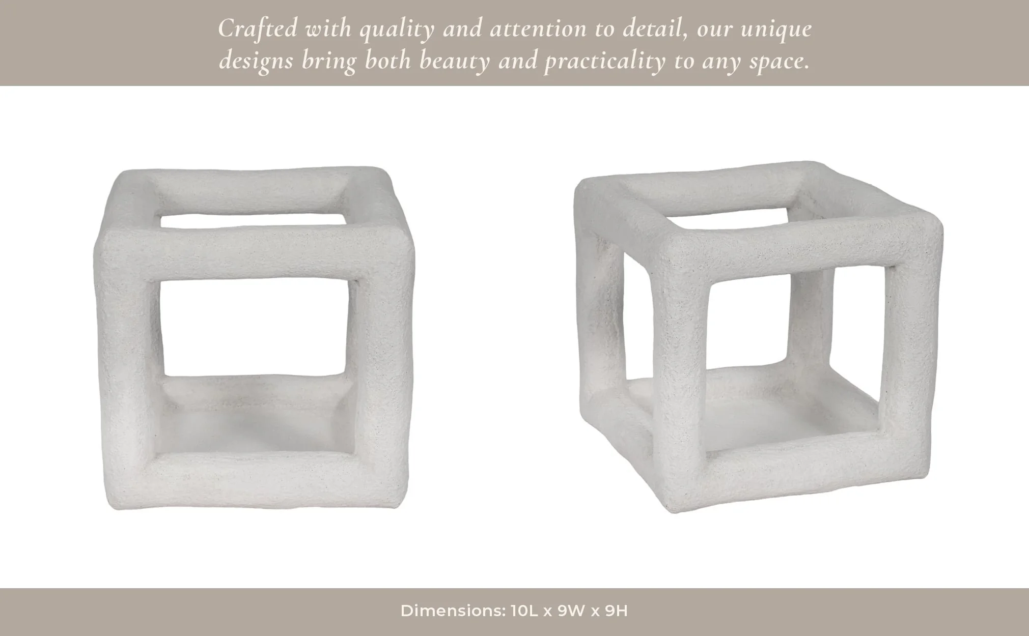 10" Textured Open Square Object, White - Image 12