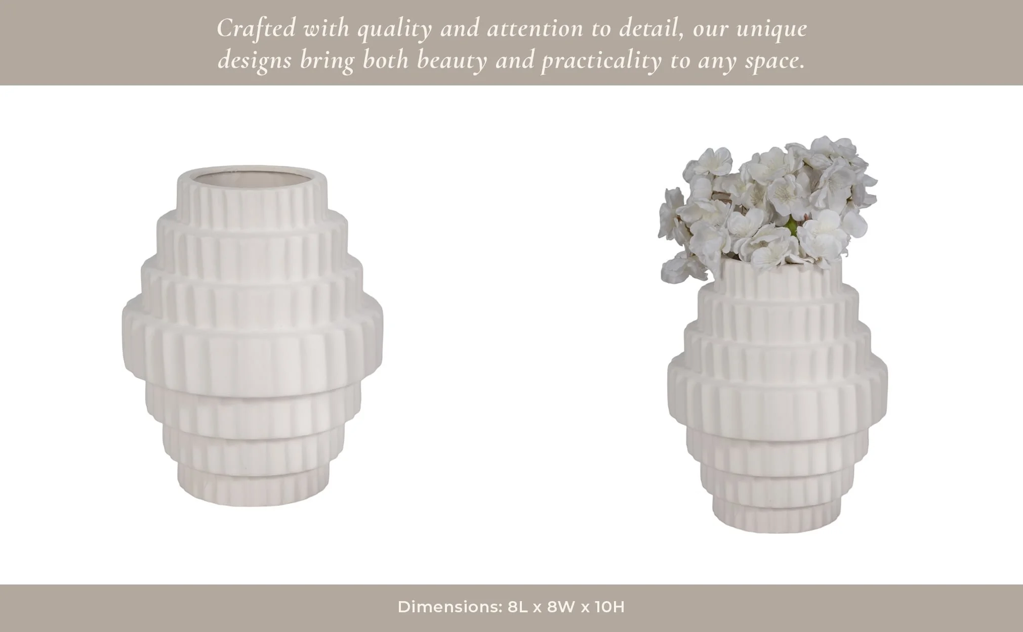 10" Textured Staggered Vase, White - Image 13