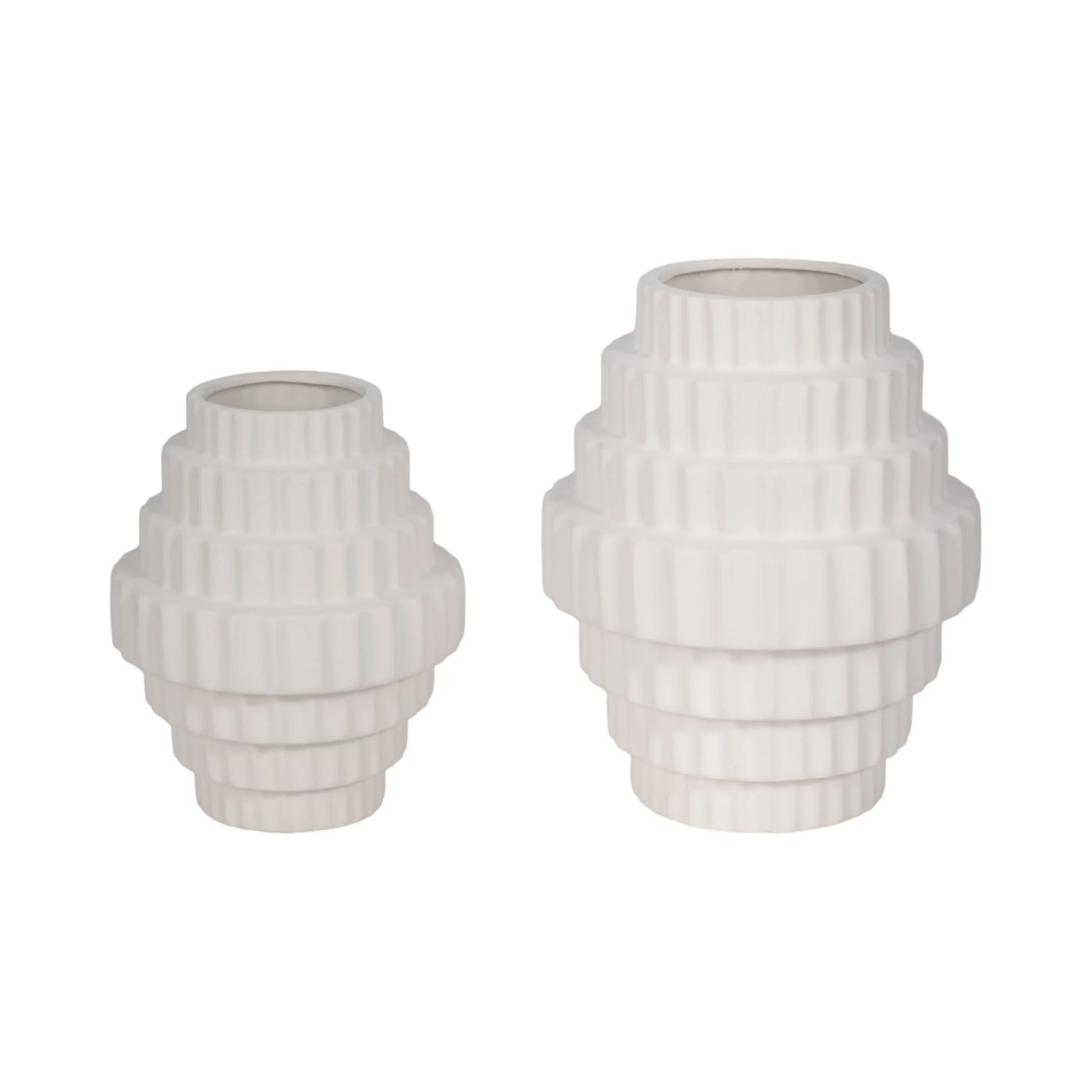10" Textured Staggered Vase, White - Image 7