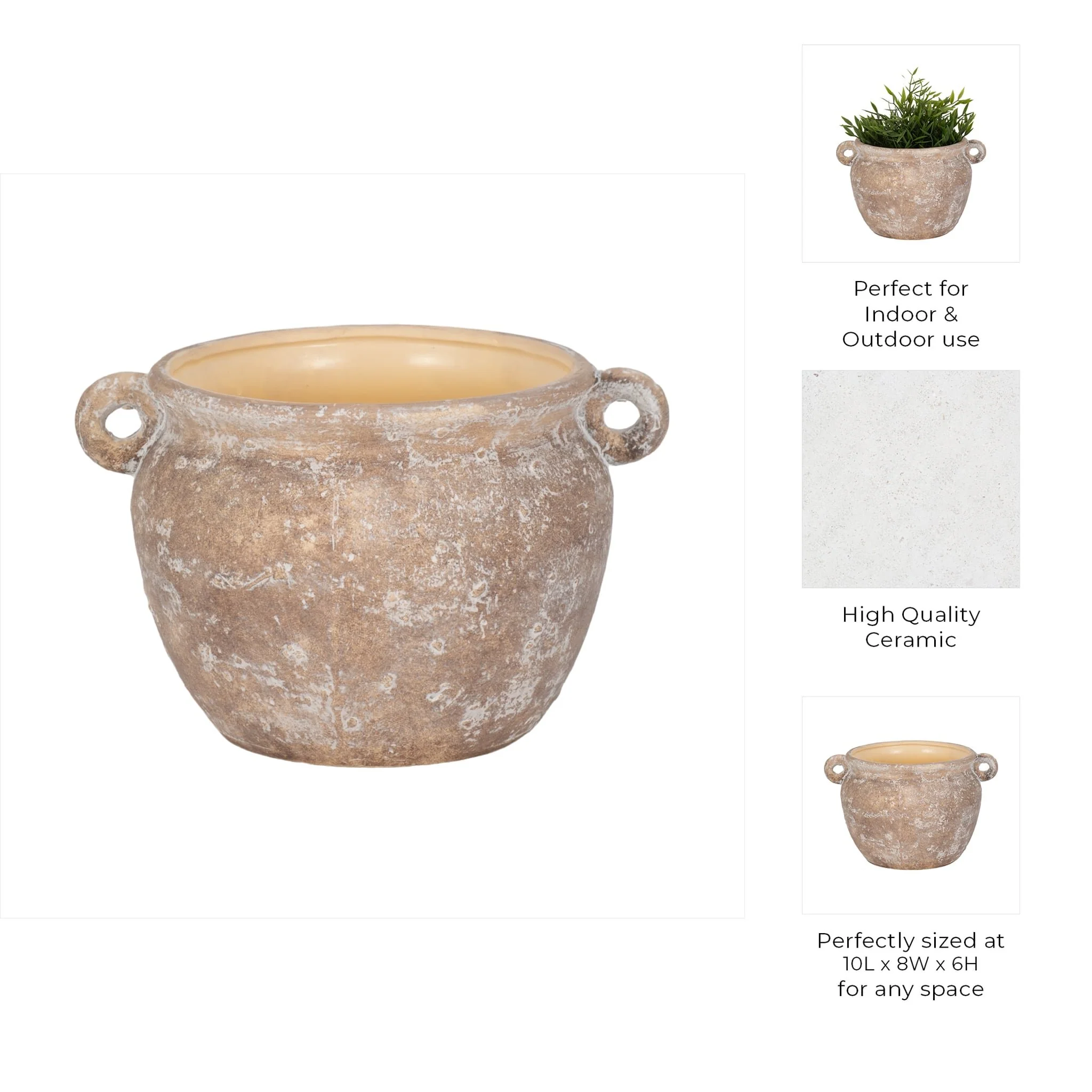 10" Textured Stoneware Jug Planter, Ivory - Image 10