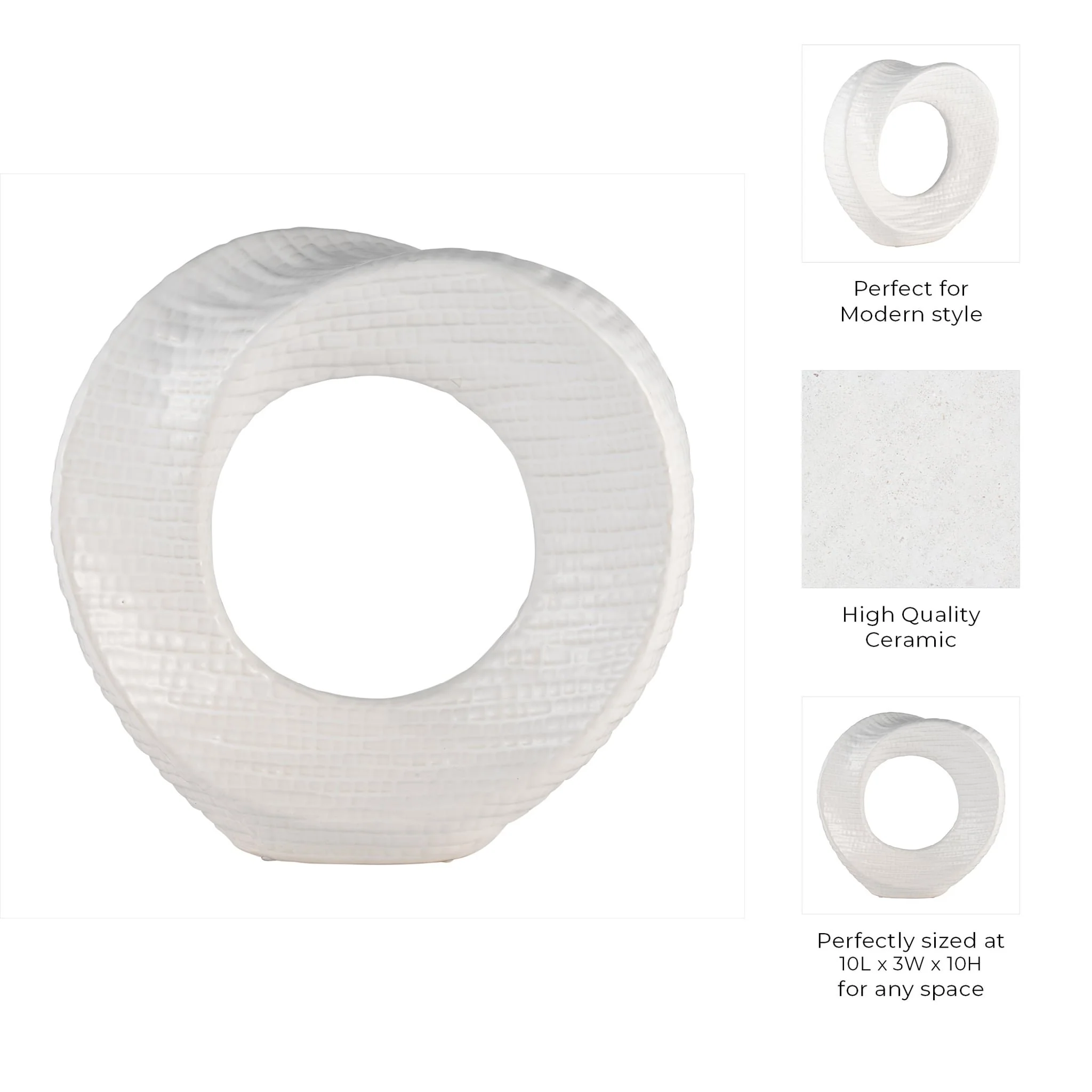 10" Textured Table Top Deco, White - Image 4