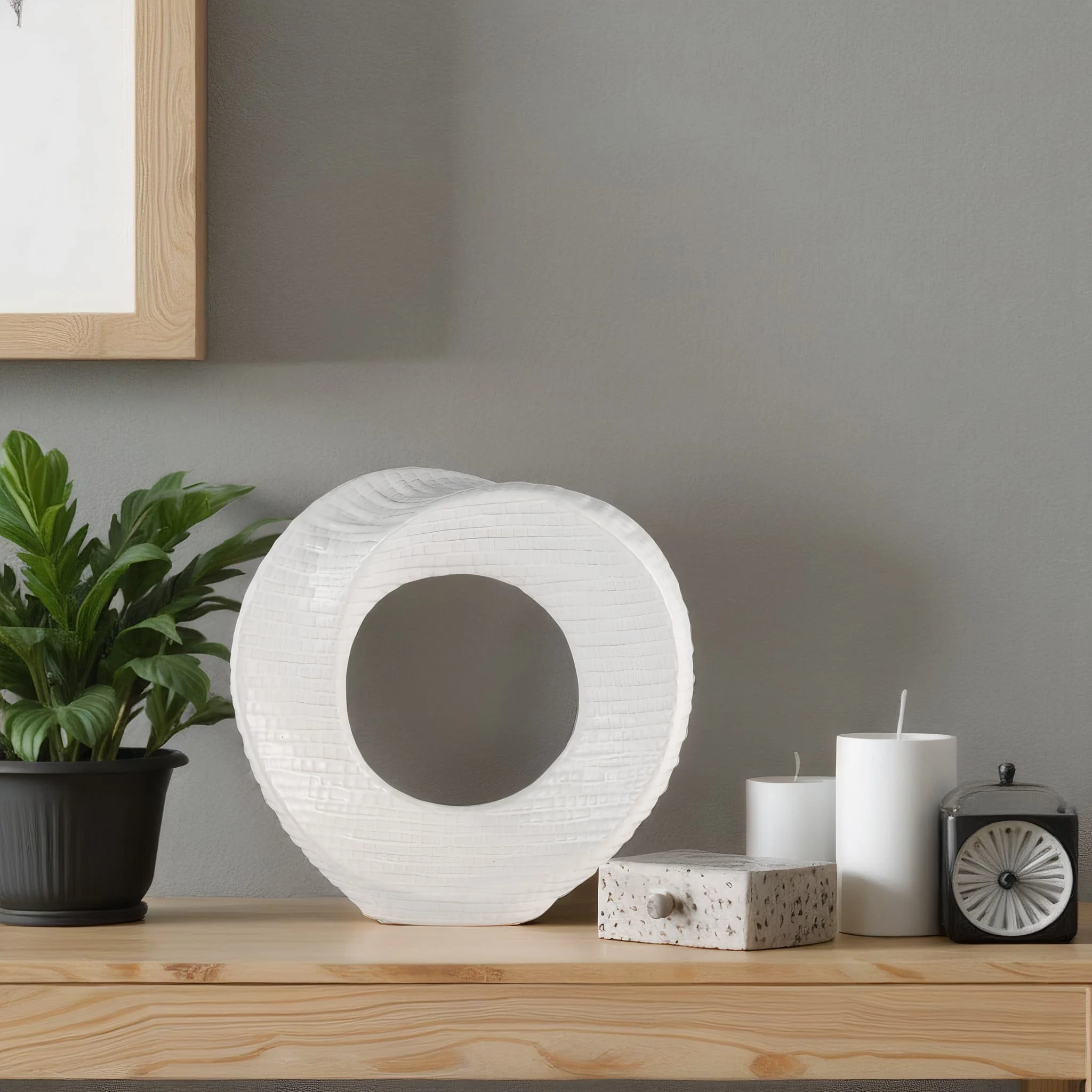 10" Textured Table Top Deco, White - Image 5
