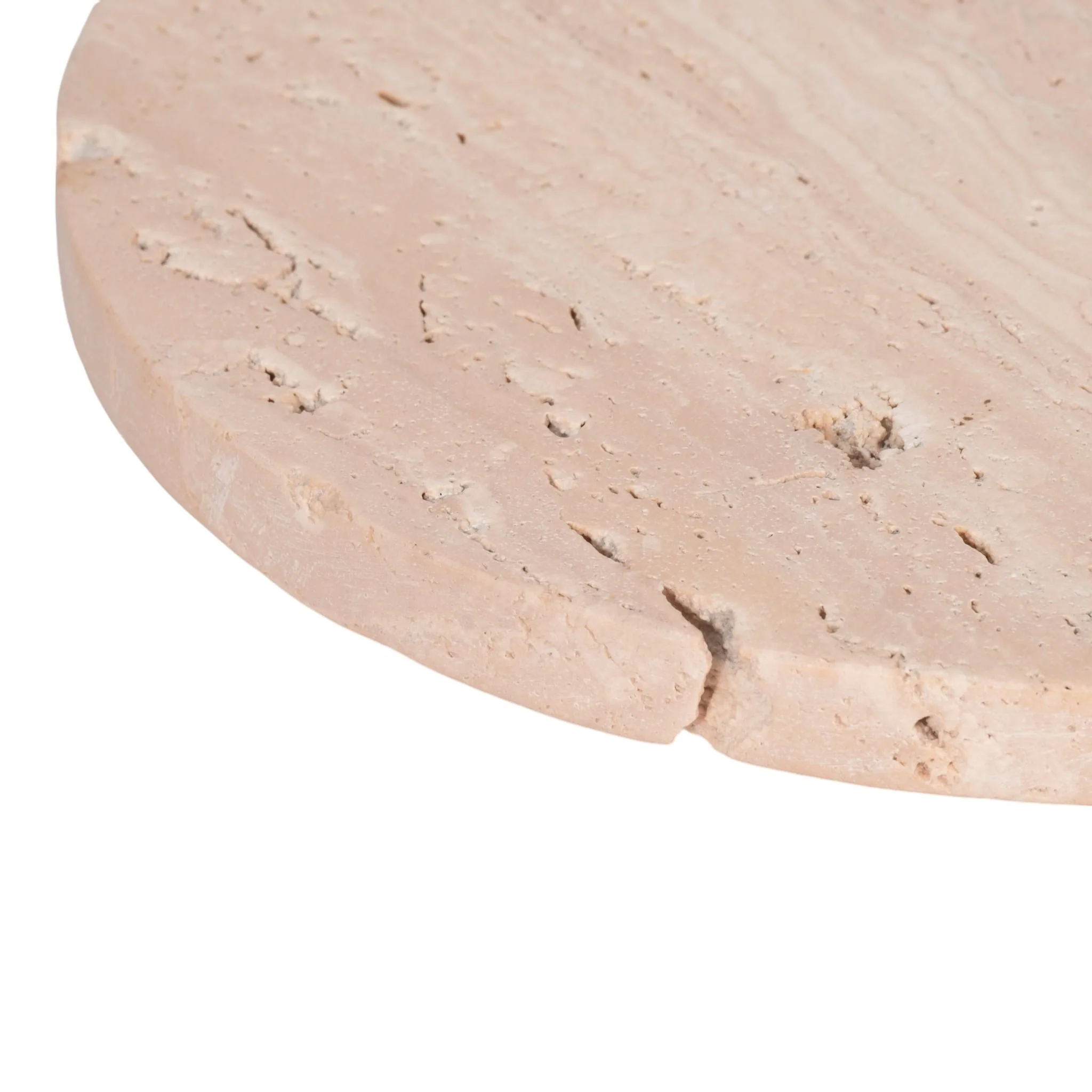 10" Travertine Tray On Wood Ball Feet, Tan - Image 4