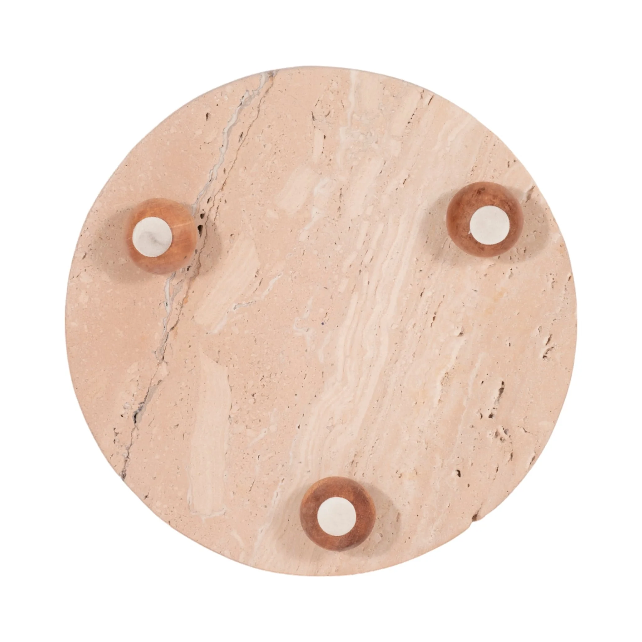 10" Travertine Tray On Wood Ball Feet, Tan - Image 6
