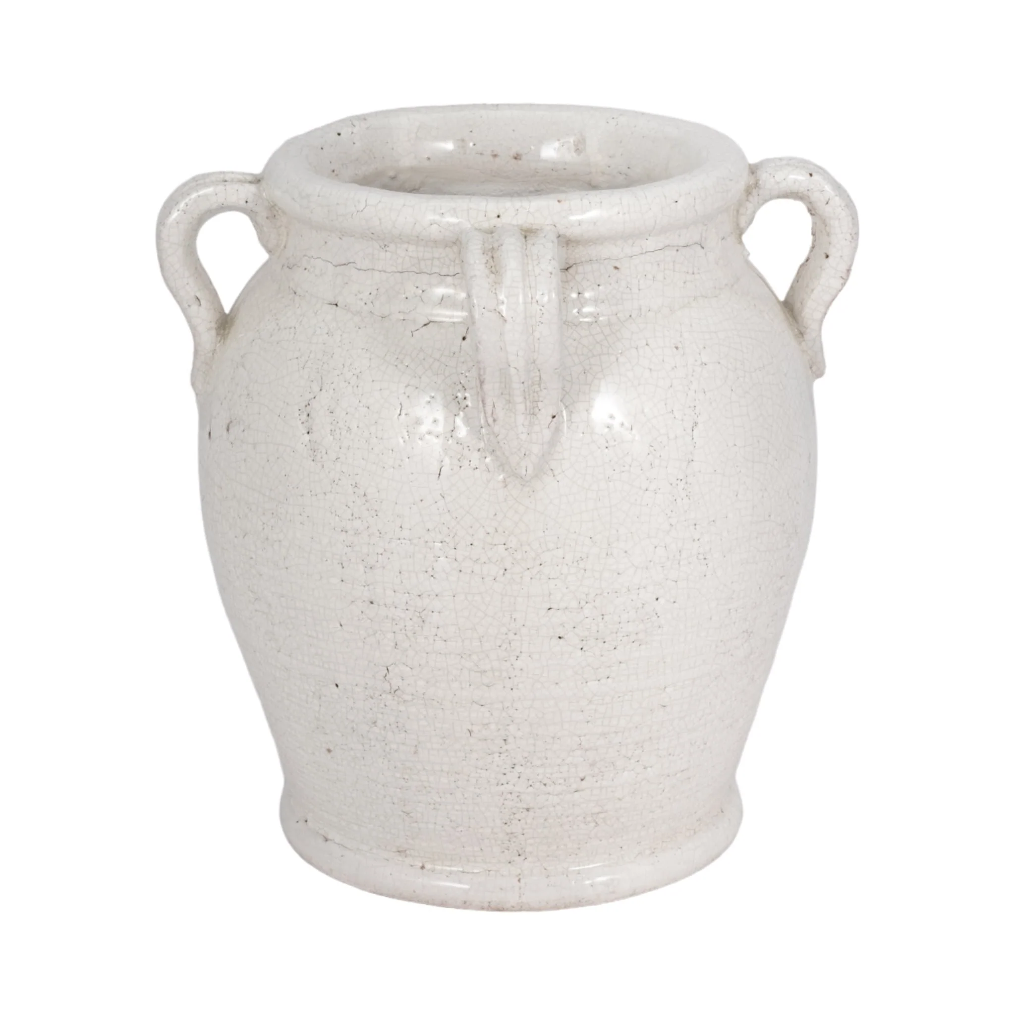 10" Vase With Handles, White Crackle - Image 3