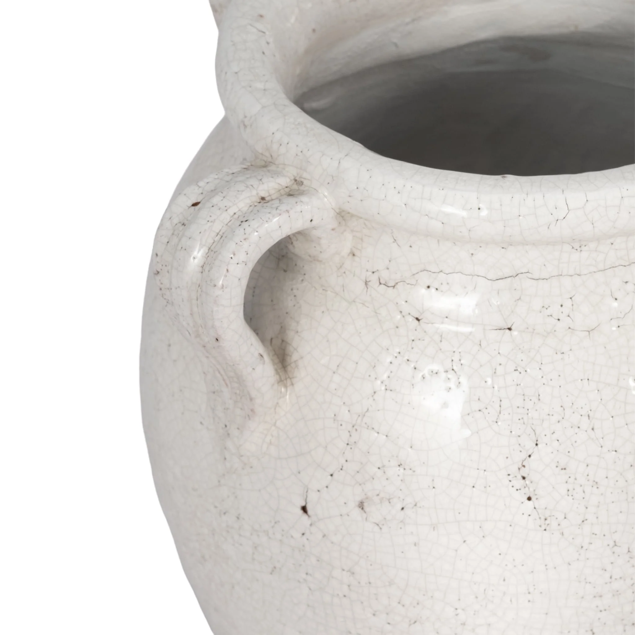 10" Vase With Handles, White Crackle - Image 4