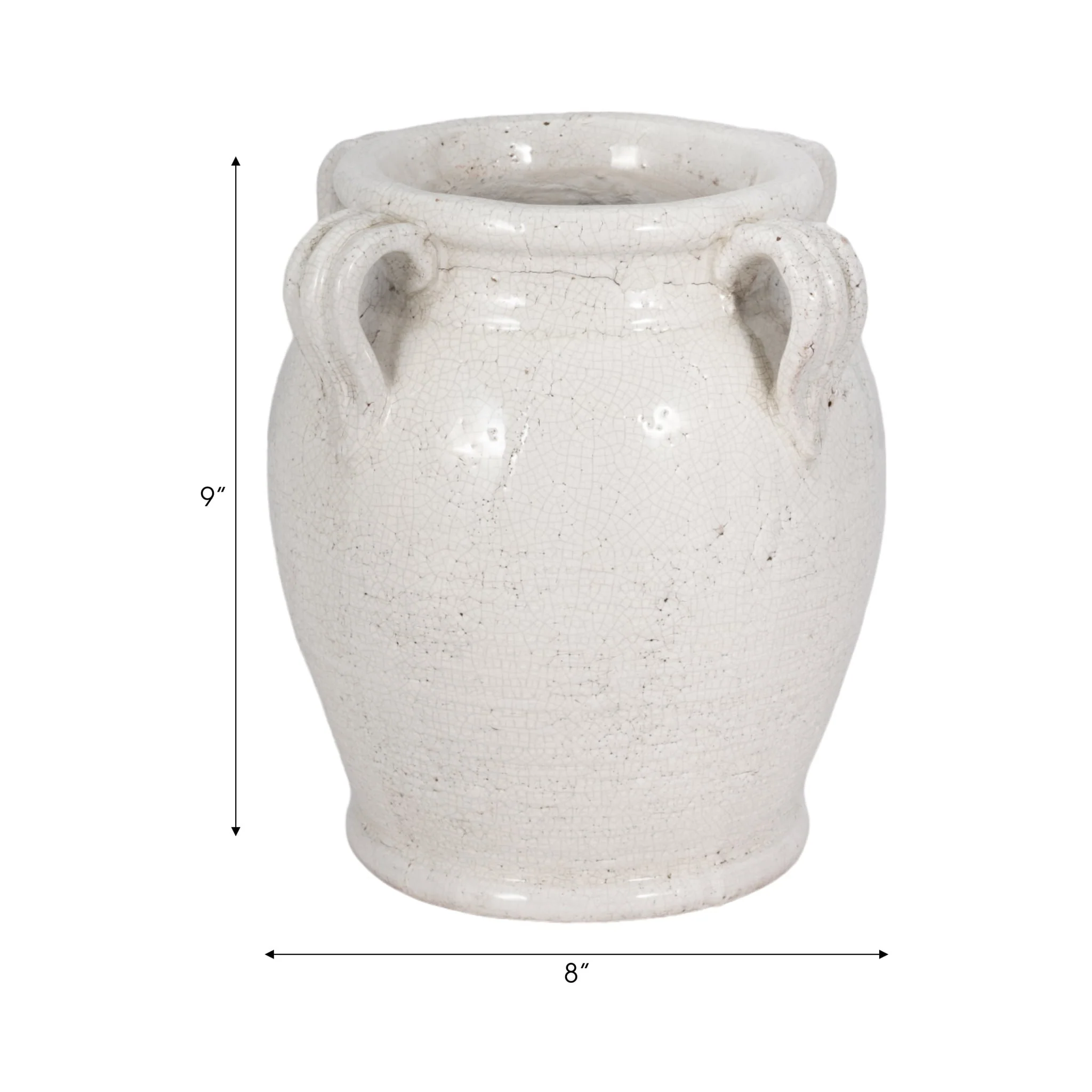 10" Vase With Handles, White Crackle - Image 8