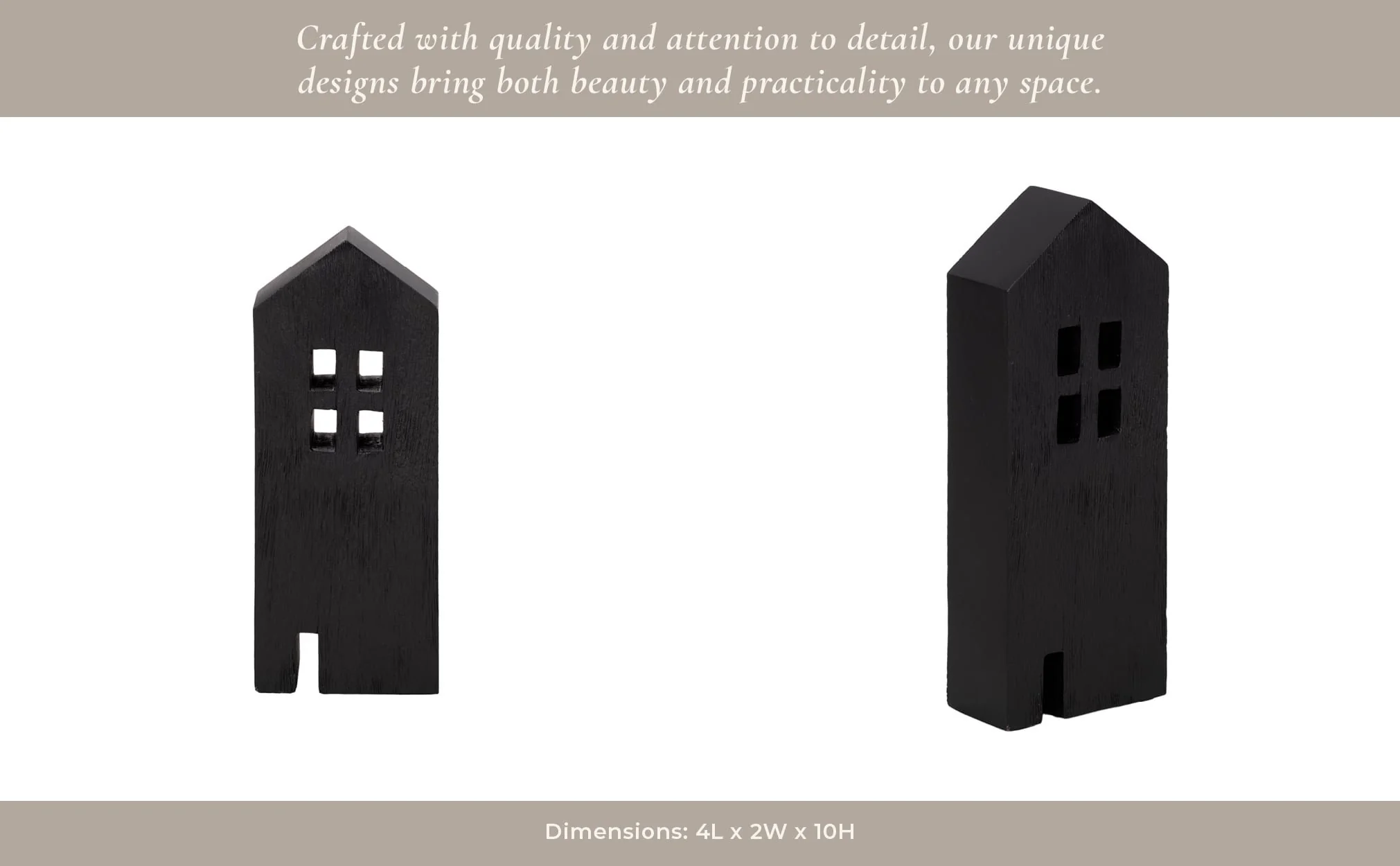 10" Wood House Decor, Black - Image 14