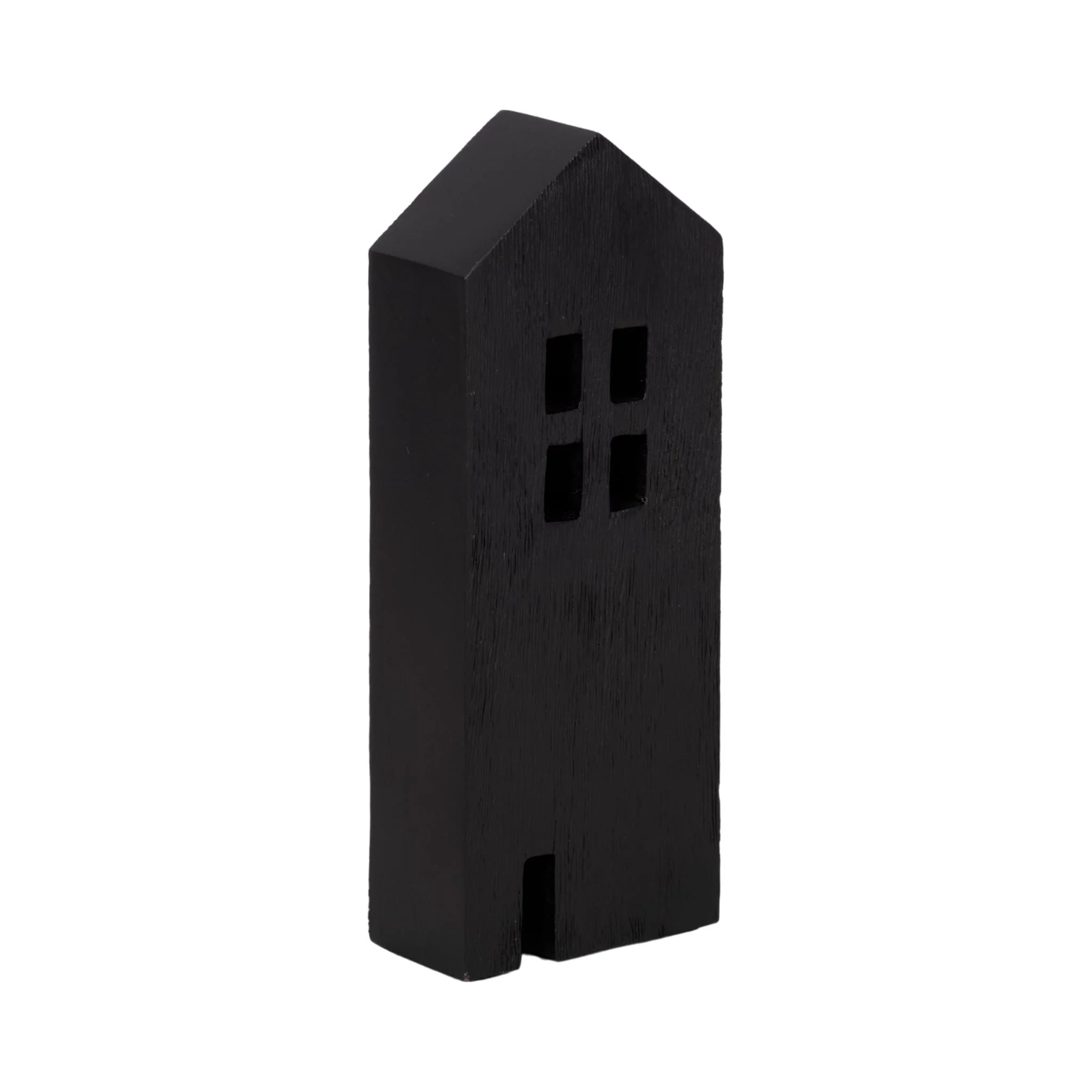 10" Wood House Decor, Black - Image 2