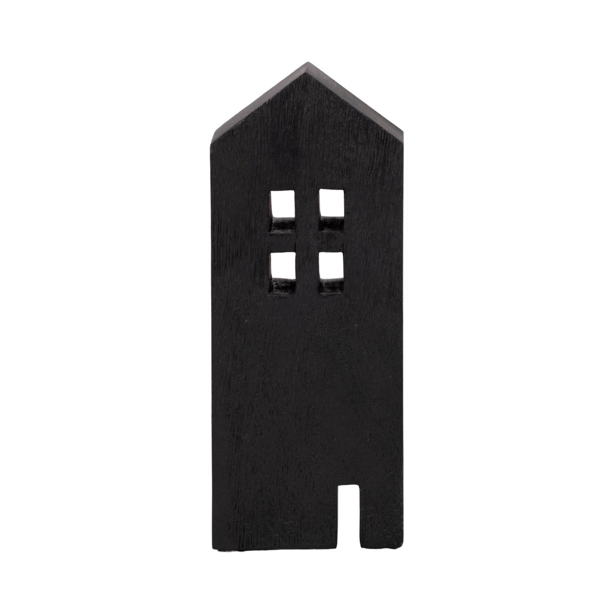 10" Wood House Decor, Black - Image 4