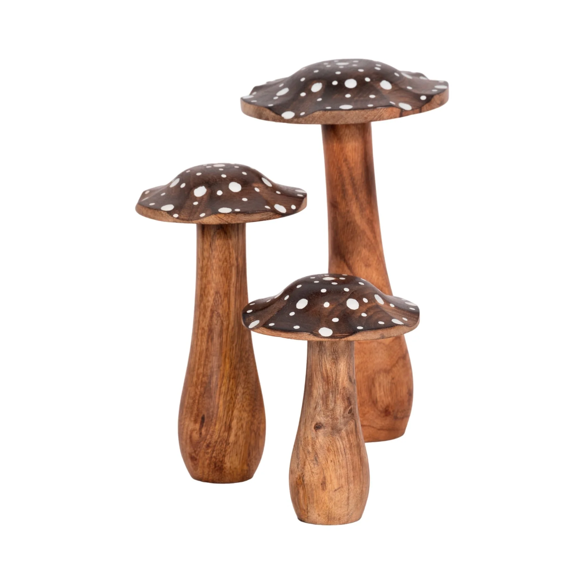 10" Wood Mushroom With White Dots, Brown - Image 6