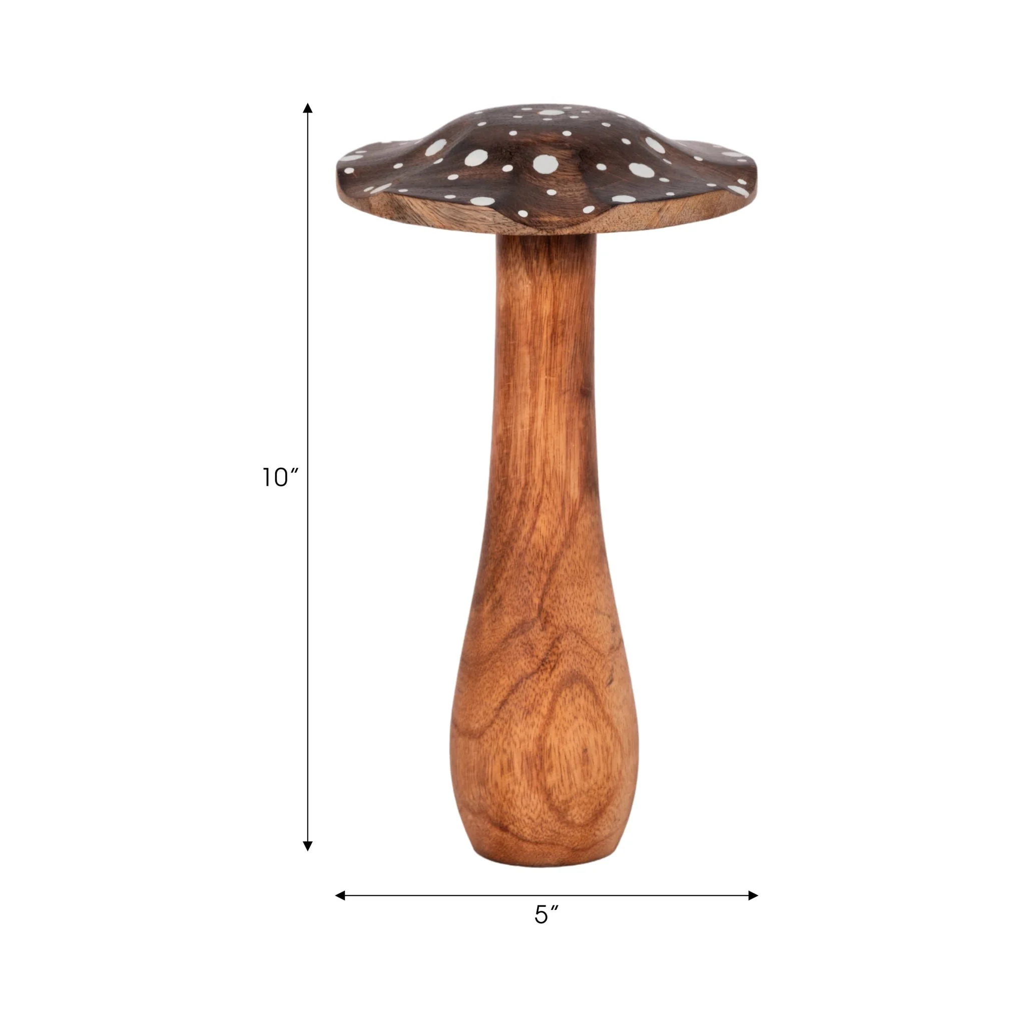 10" Wood Mushroom With White Dots, Brown - Image 7