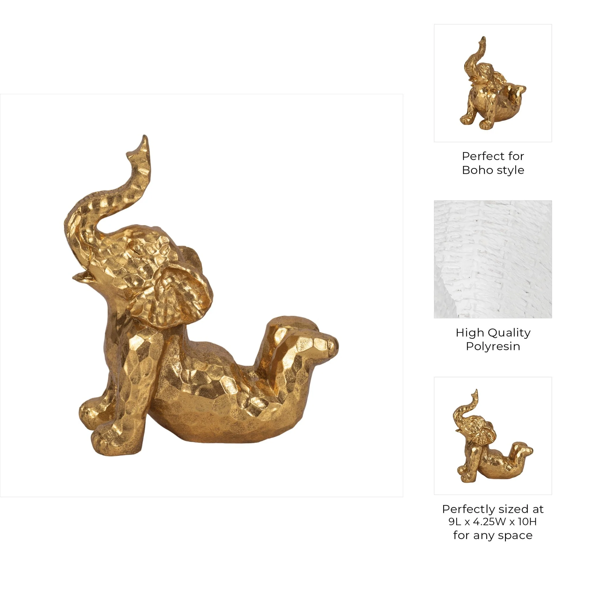 10" Yoga Elephant, Gold - Image 10