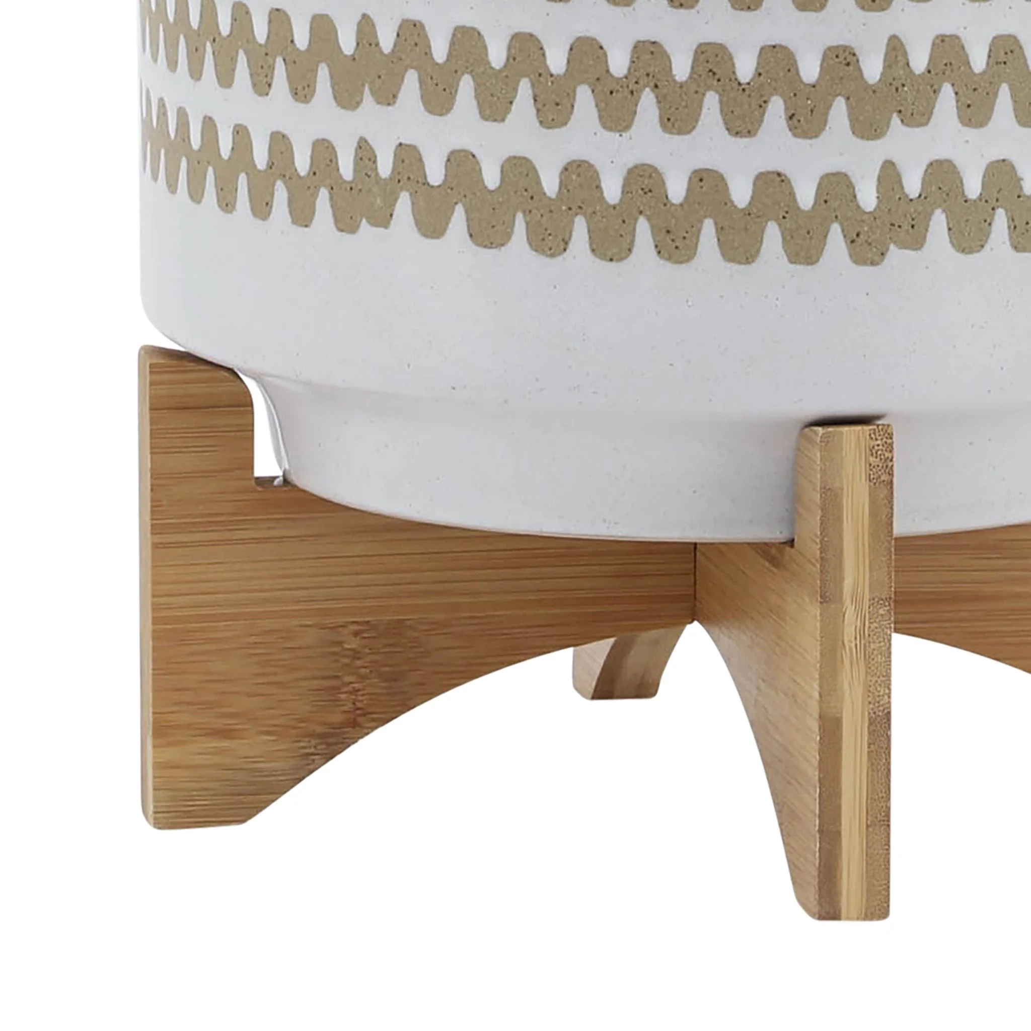 10" Zig-zag Planter W/ Stand, White - Image 7
