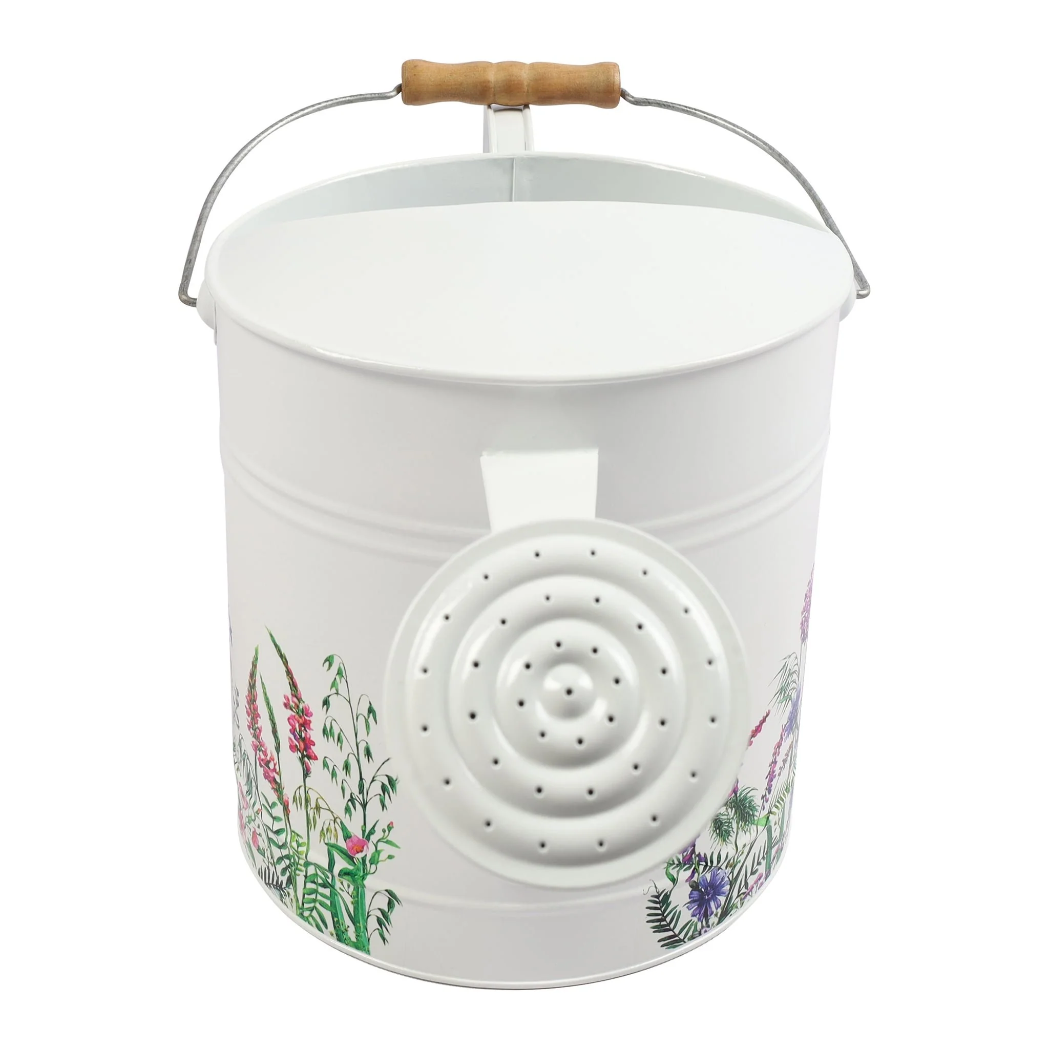 10x20" Watering Can, White W/ Purp Flower - Image 3