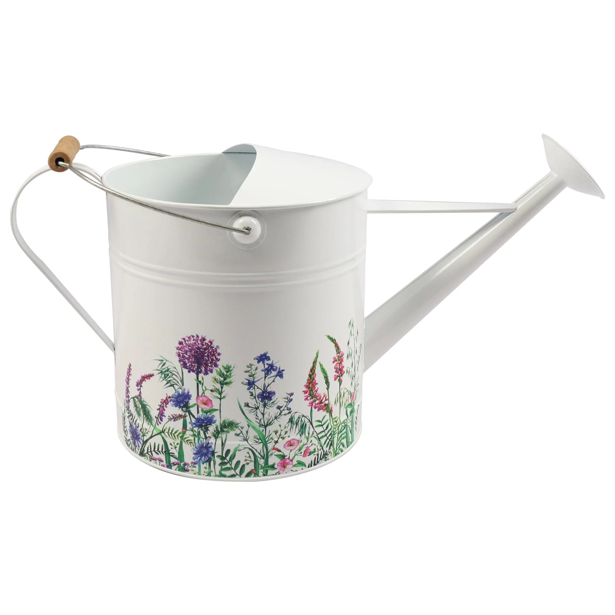 10x20" Watering Can, White W/ Purp Flower - Image 5