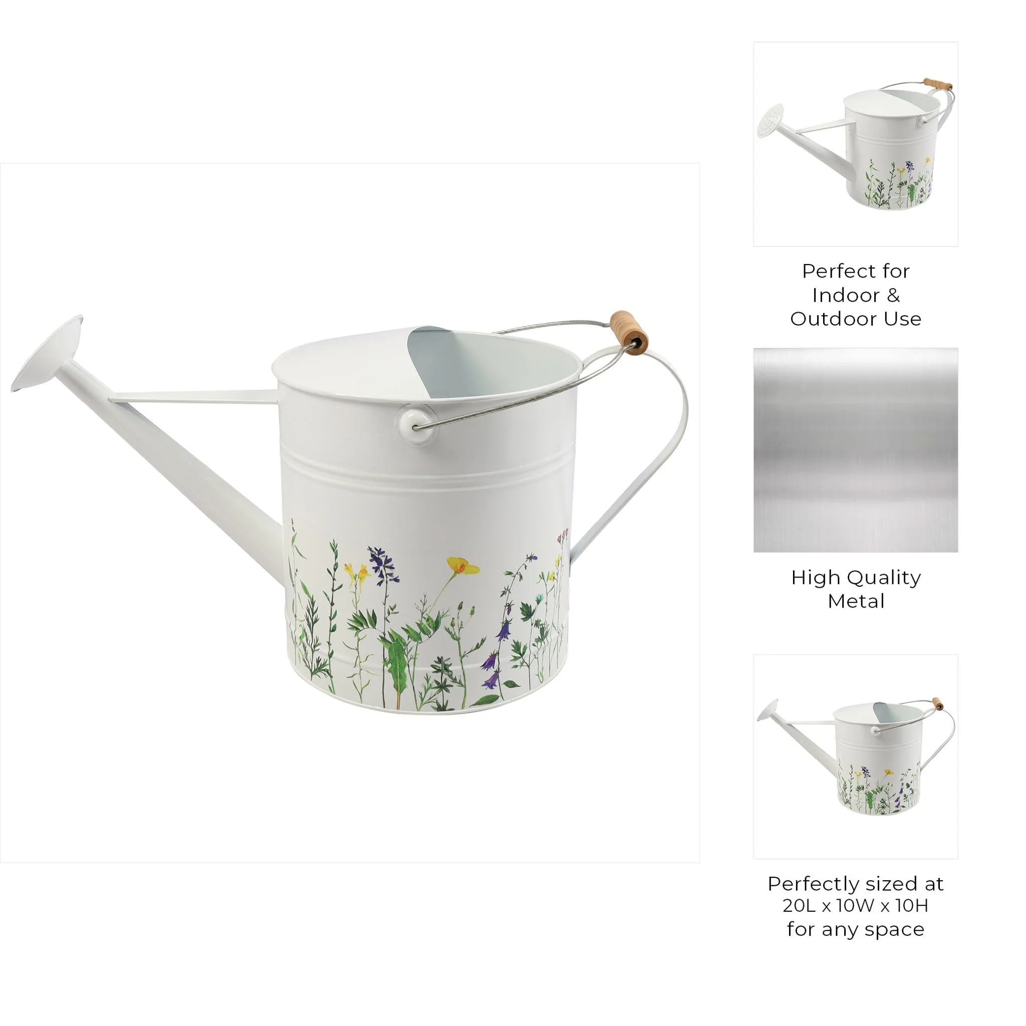 10x20" Watering Can, White W/yel Flower - Image 7