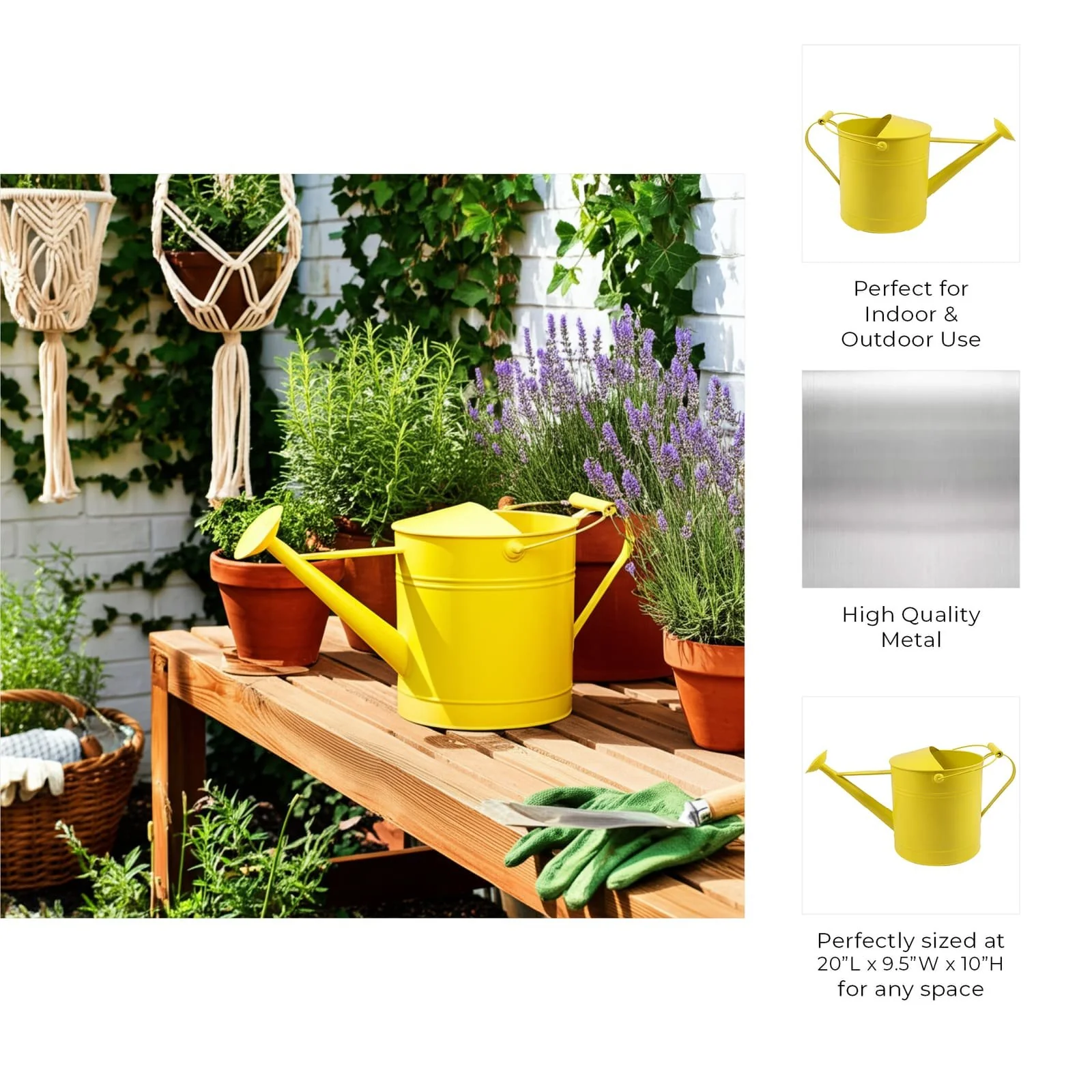 10x20" Watering Can, Yellow - Image 7