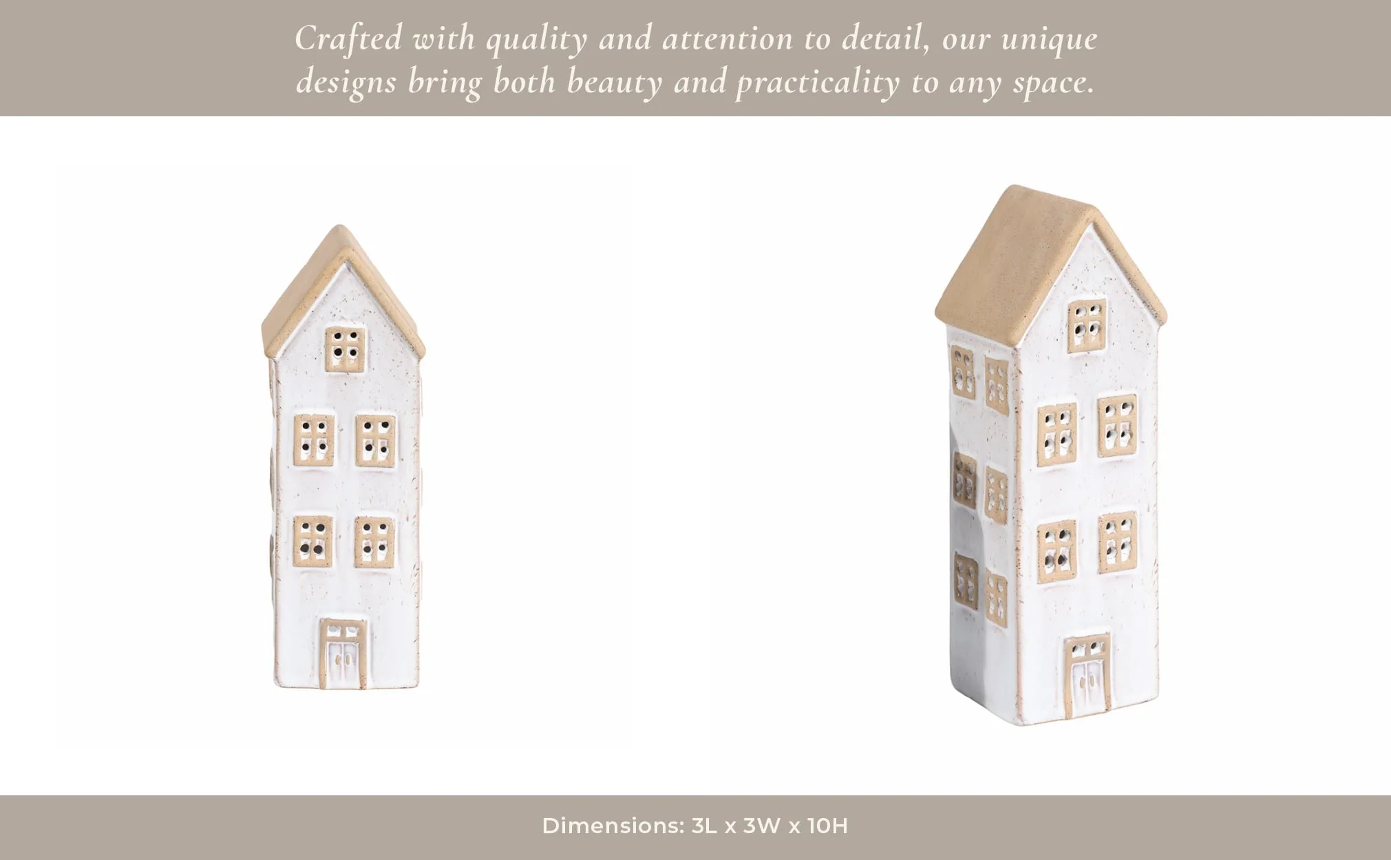 10x3" Narrow House Tealight Holder, Ivory - Image 12