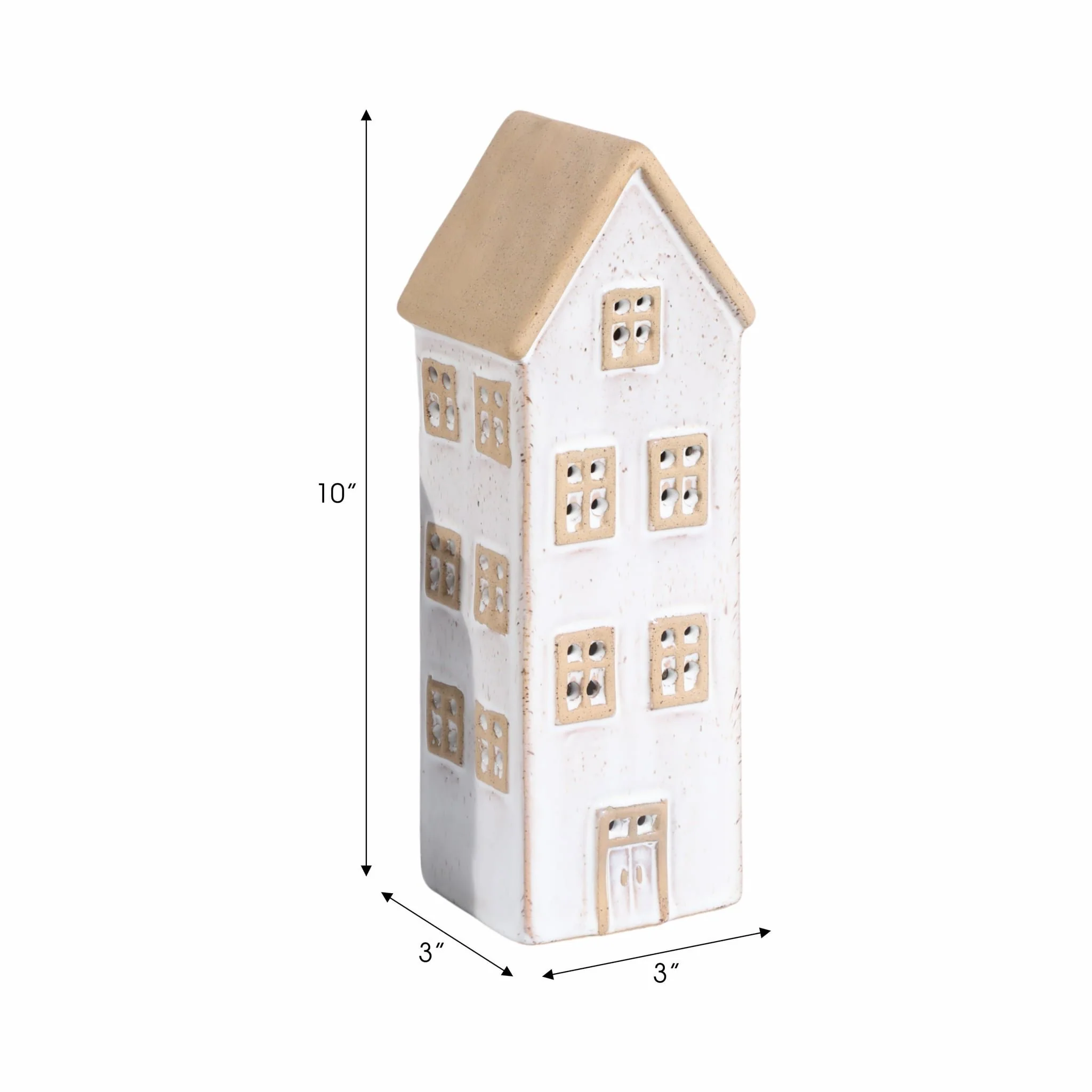 10x3" Narrow House Tealight Holder, Ivory - Image 8