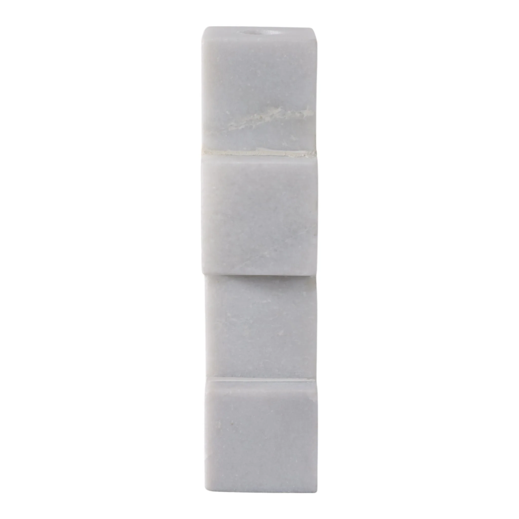 10x3" Stacked Cube Marble Taper Holder, White - Image 3