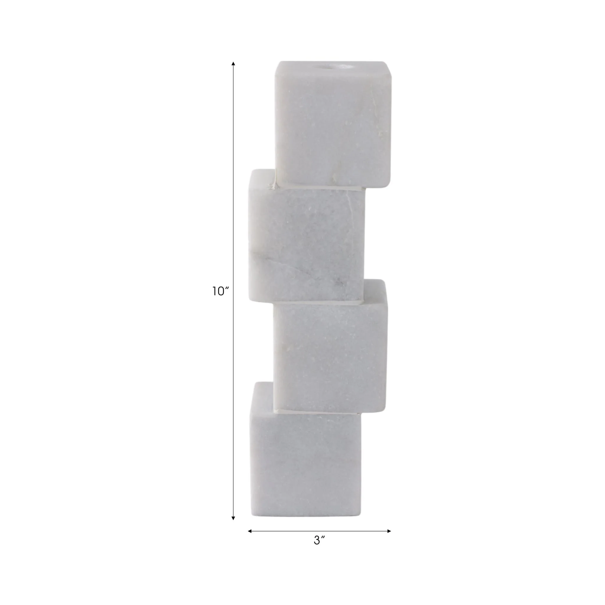 10x3" Stacked Cube Marble Taper Holder, White - Image 9