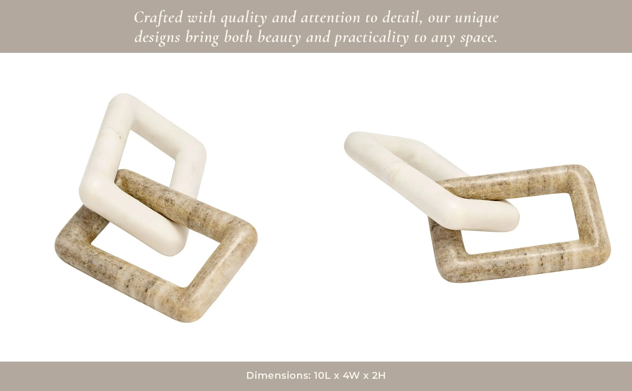 10x4" 2 Marble Square Links, White/onyx - Image 10