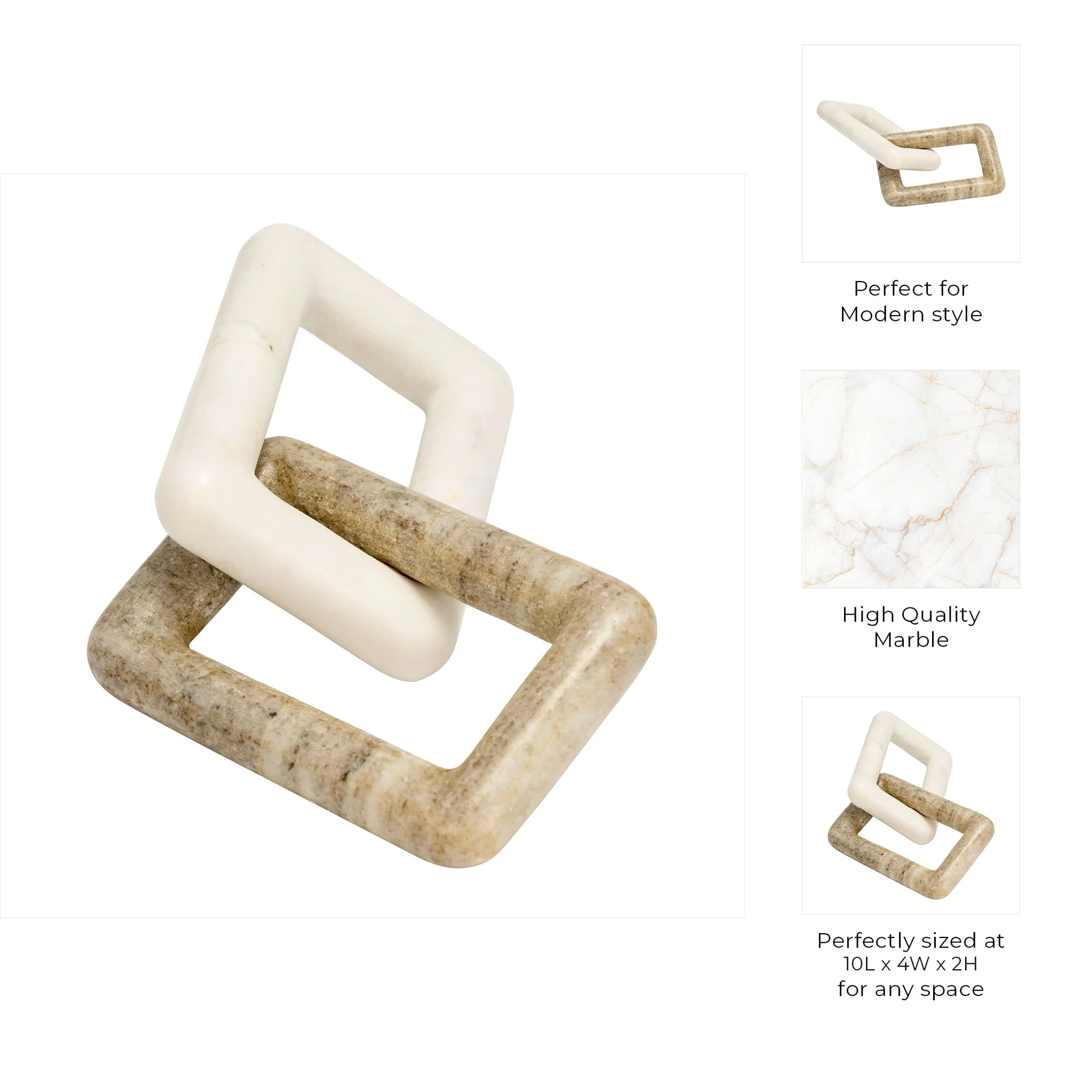 10x4" 2 Marble Square Links, White/onyx - Image 7