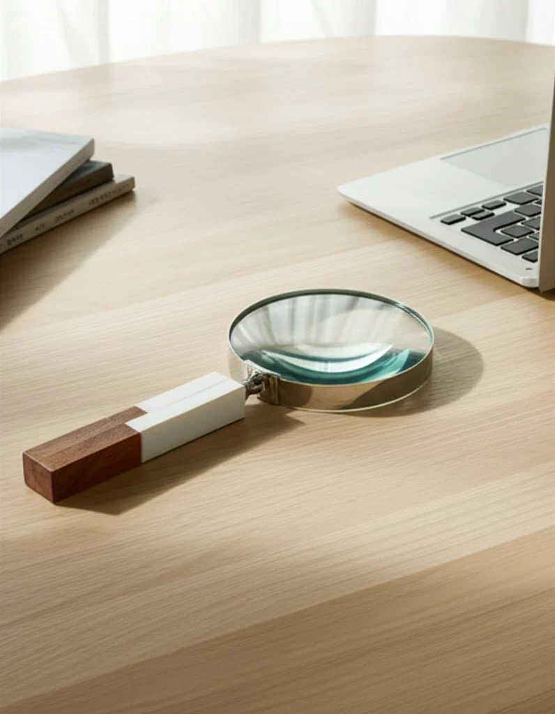 10x4" 2-toned Handle Magnifying Glass, White/brown - Image 10