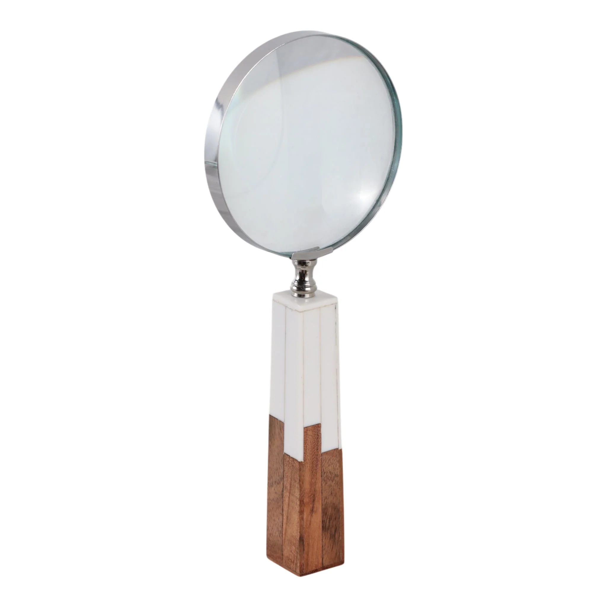 10x4" 2-toned Handle Magnifying Glass, White/brown - Image 2