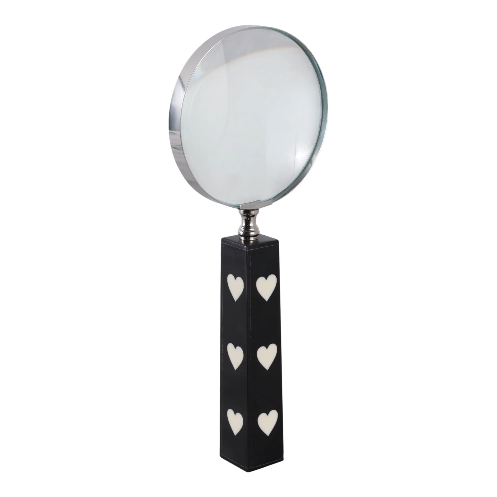 10x4" Hearts Handle Magnifying Glass, Black/white - Image 2