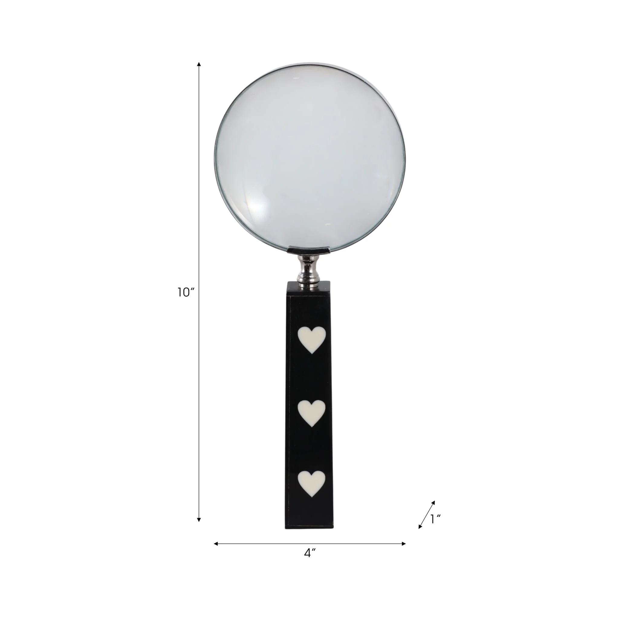 10x4" Hearts Handle Magnifying Glass, Black/white - Image 8