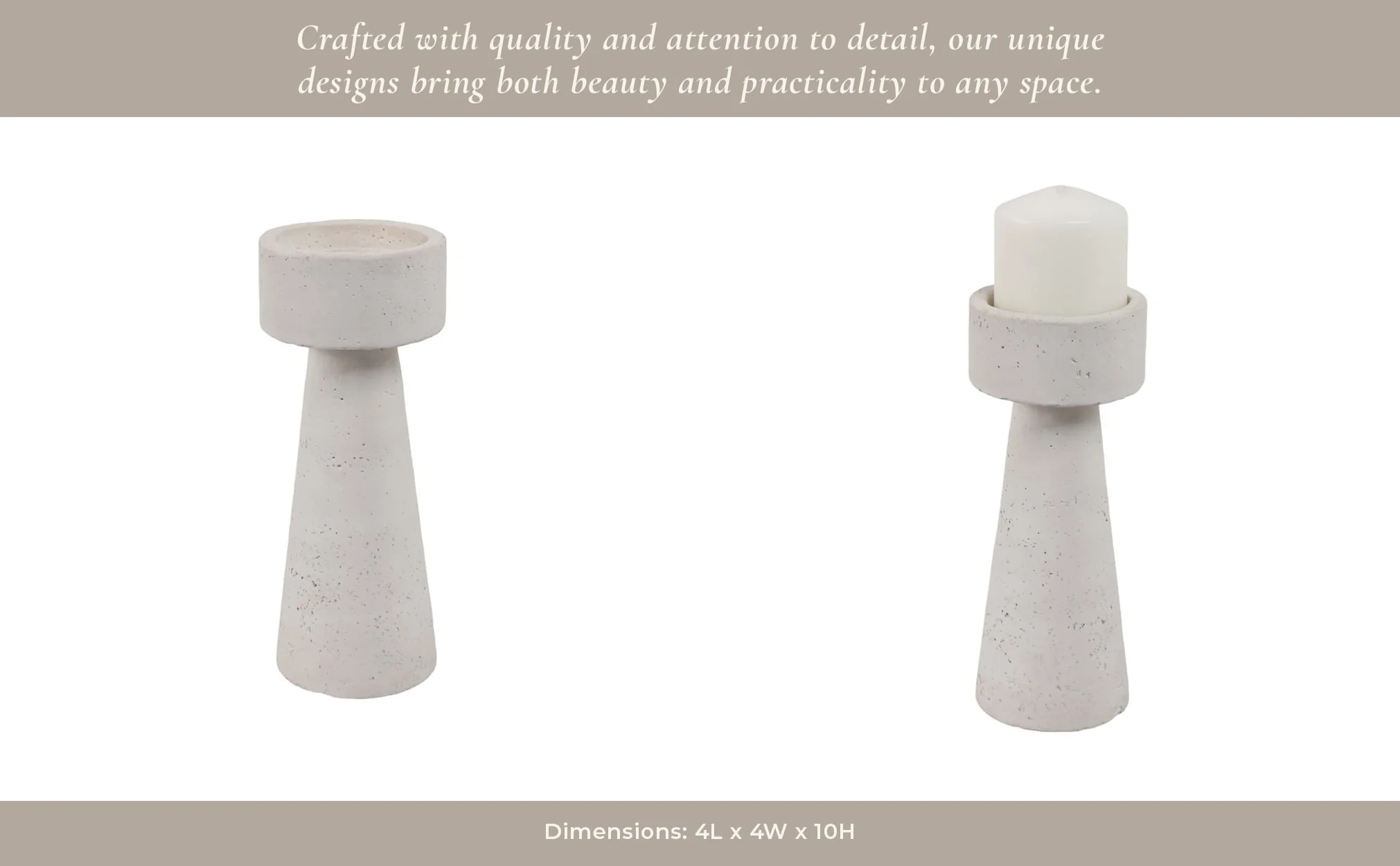 10x4" Taper & Pillar Holder, White - Image 14