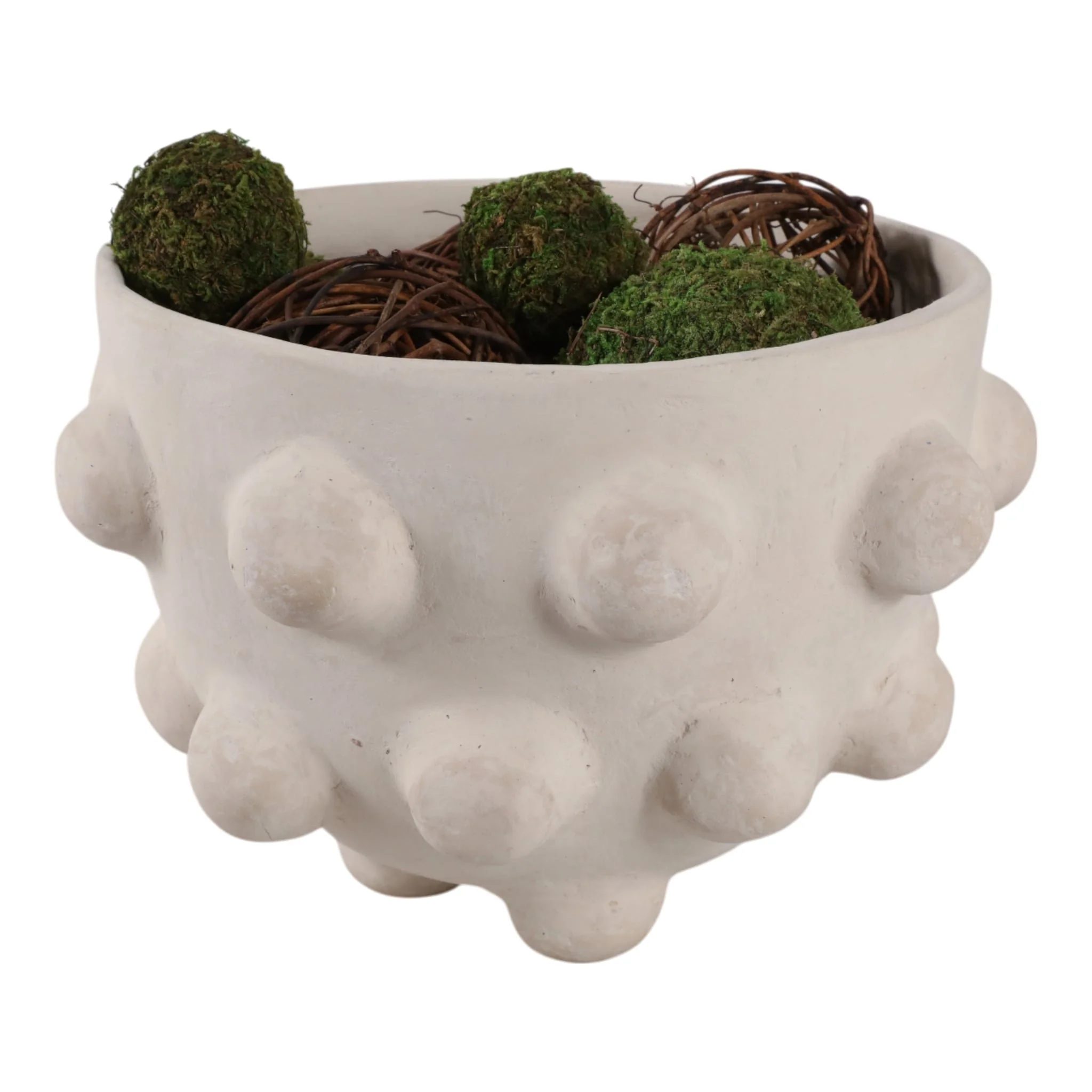 10x6" Large Hobnail Paper Mache Bowl, White - Image 2