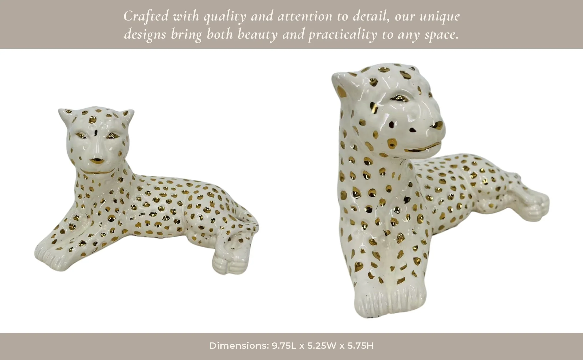 10x6" Leopard Lying Down, White/gold - Image 15