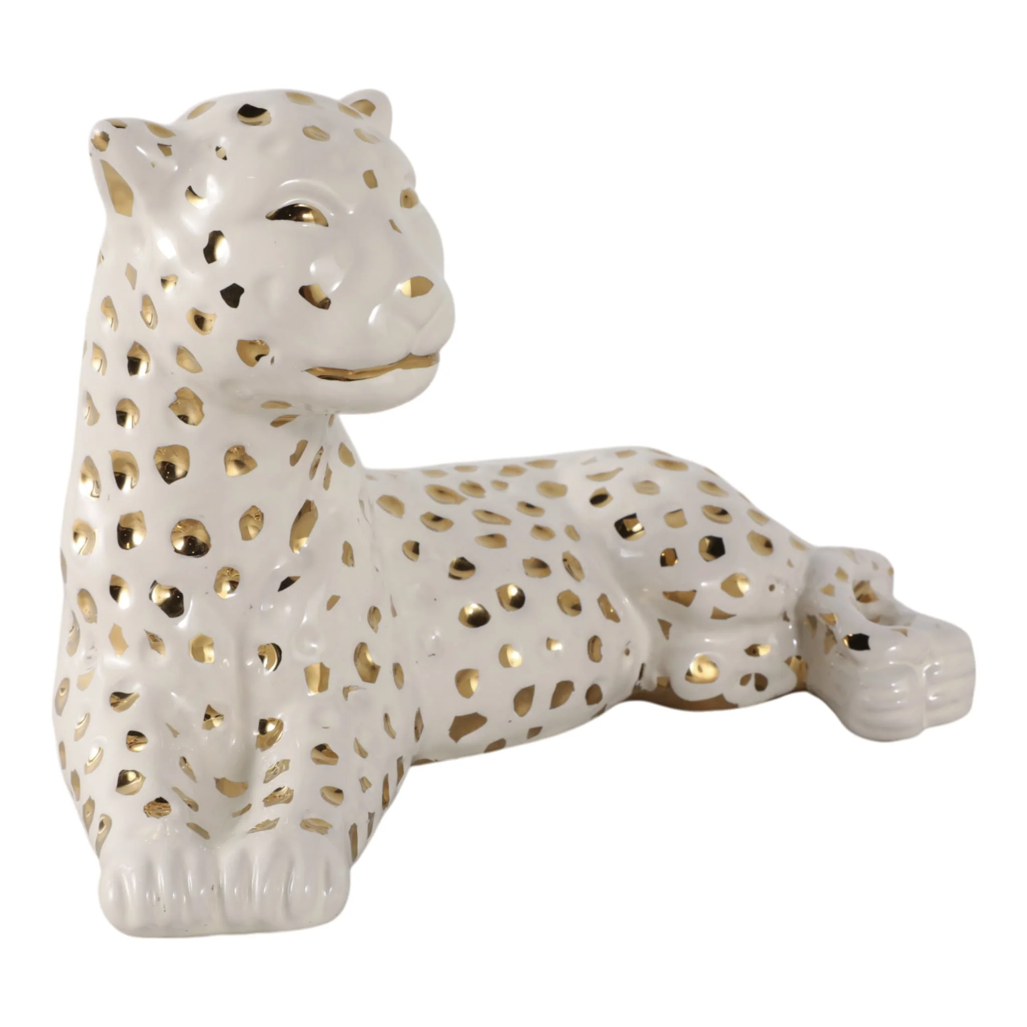 10x6" Leopard Lying Down, White/gold - Image 2