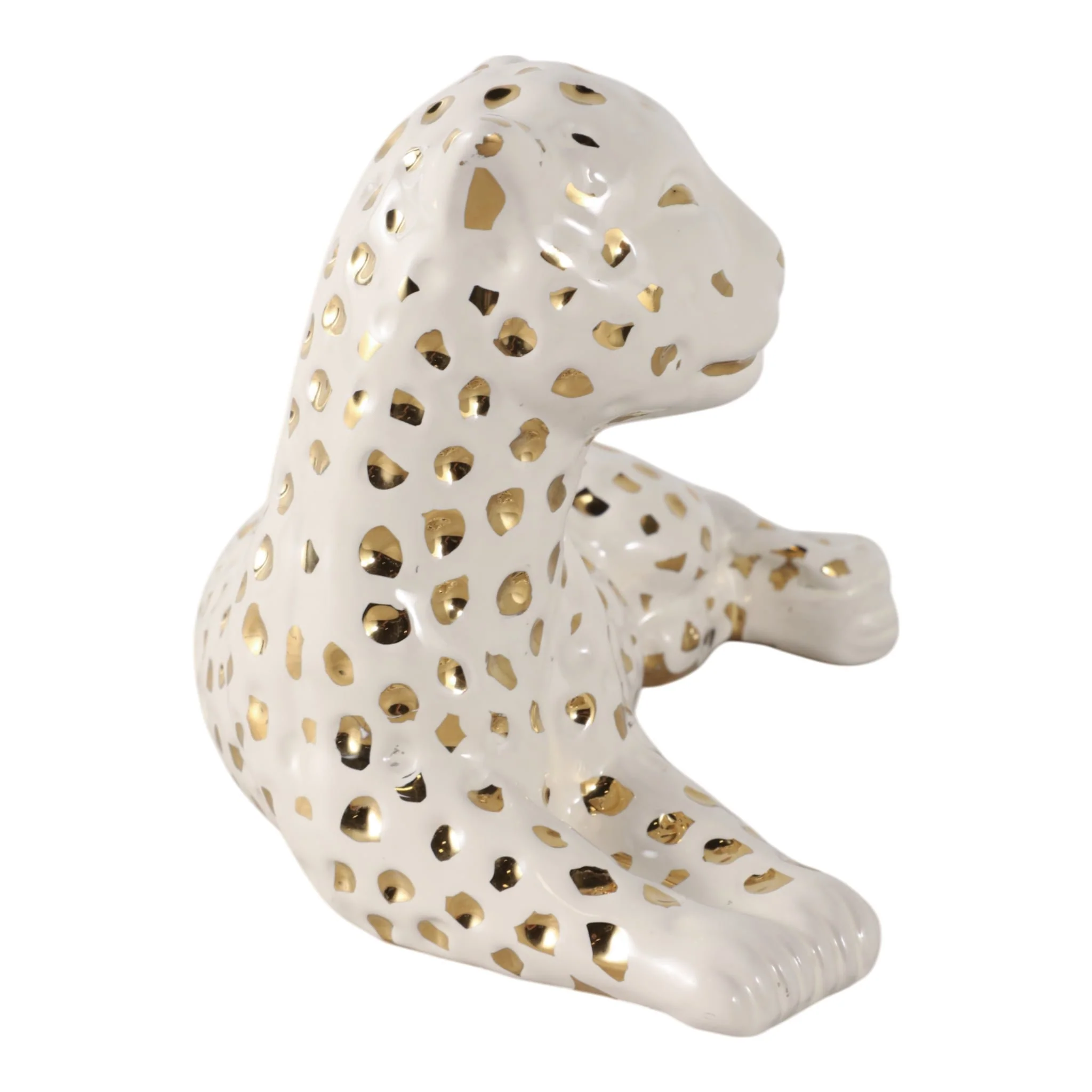 10x6" Leopard Lying Down, White/gold - Image 3