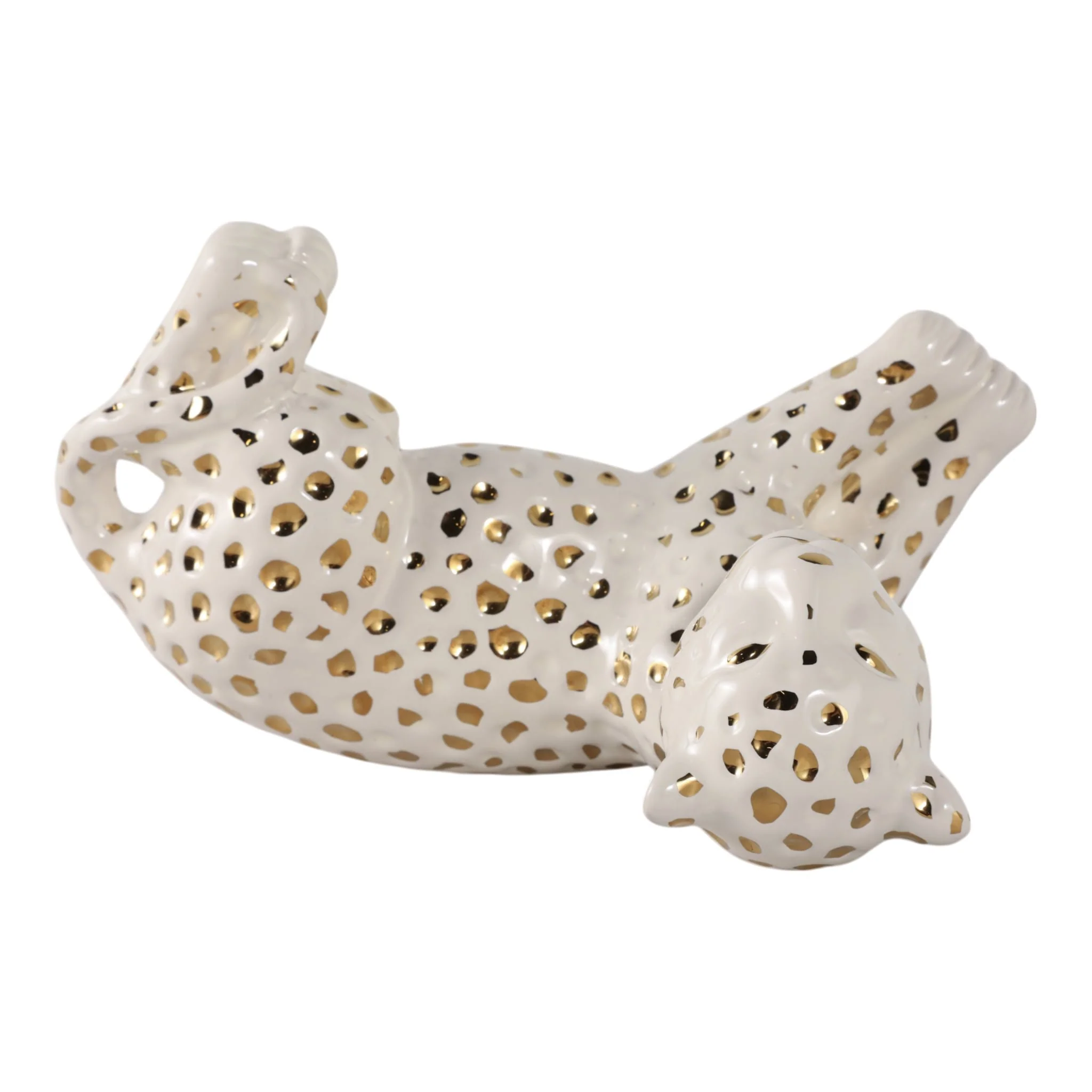 10x6" Leopard Lying Down, White/gold - Image 6