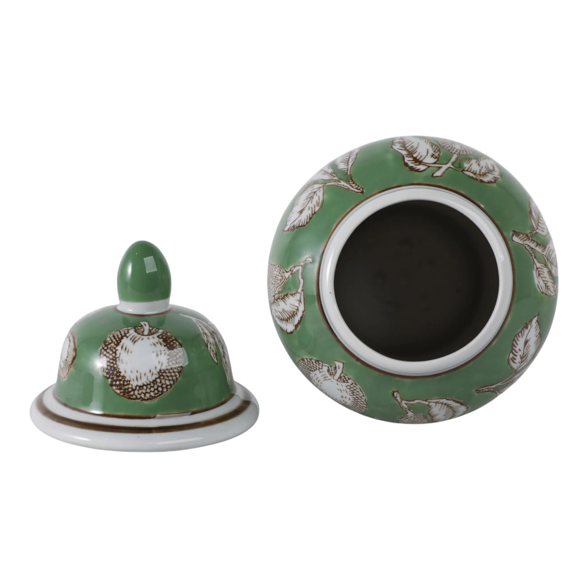 10x6" Pears & Twigs Temple Jar, Green/brown - Image 6