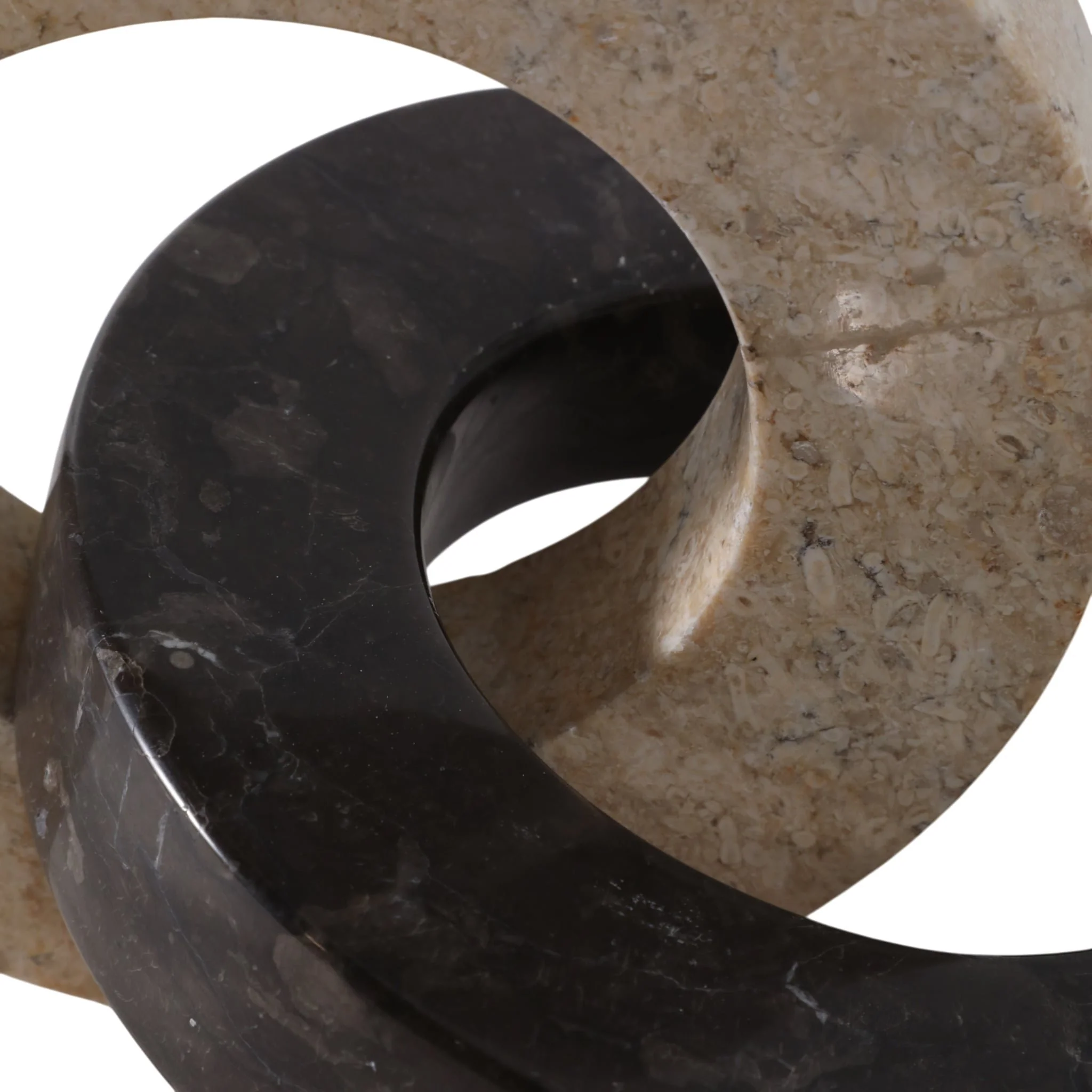10x7" 2 Round Marble Links, Ivory/black - Image 7