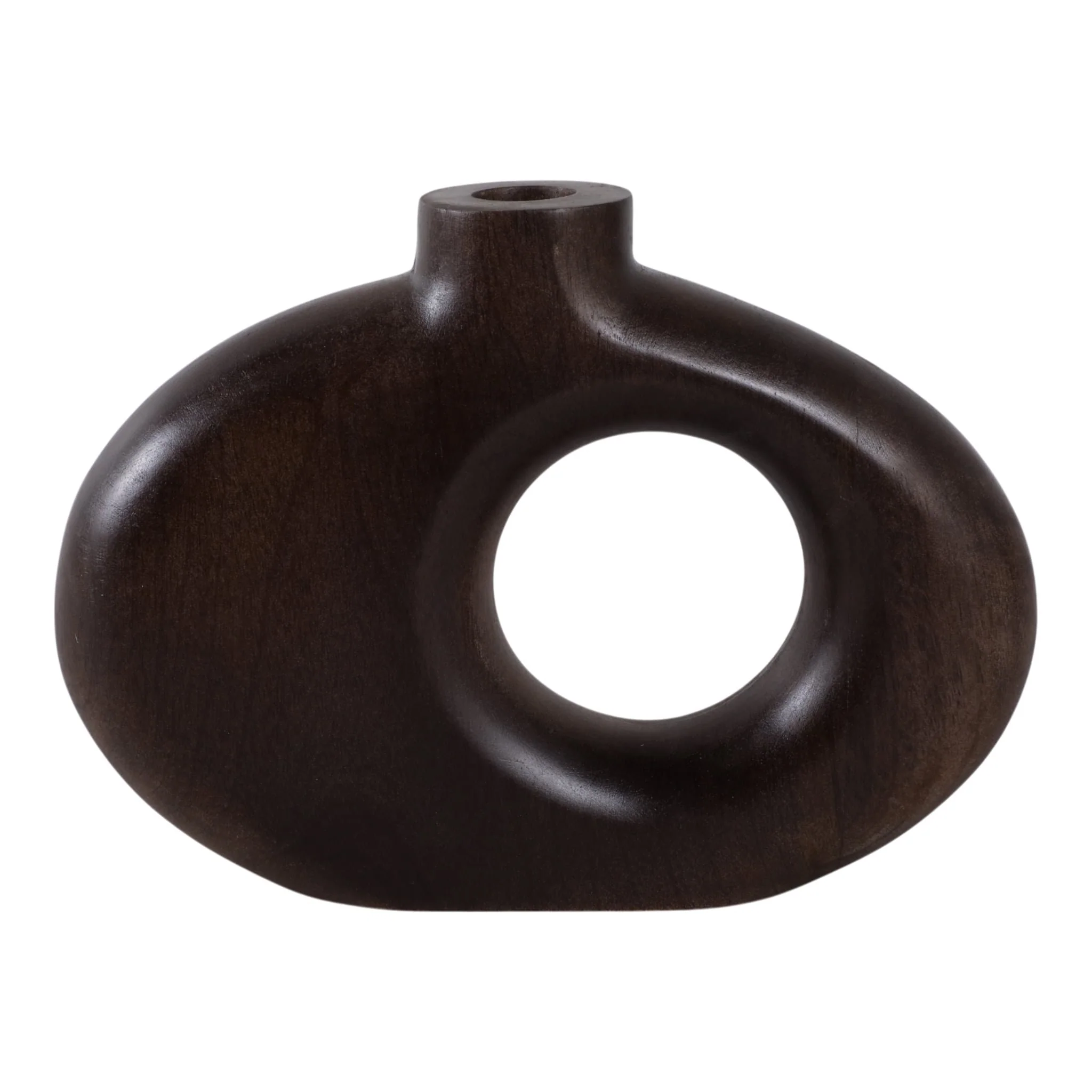10x7" Cut-out Wood Vase, Dark Brown - Image 4