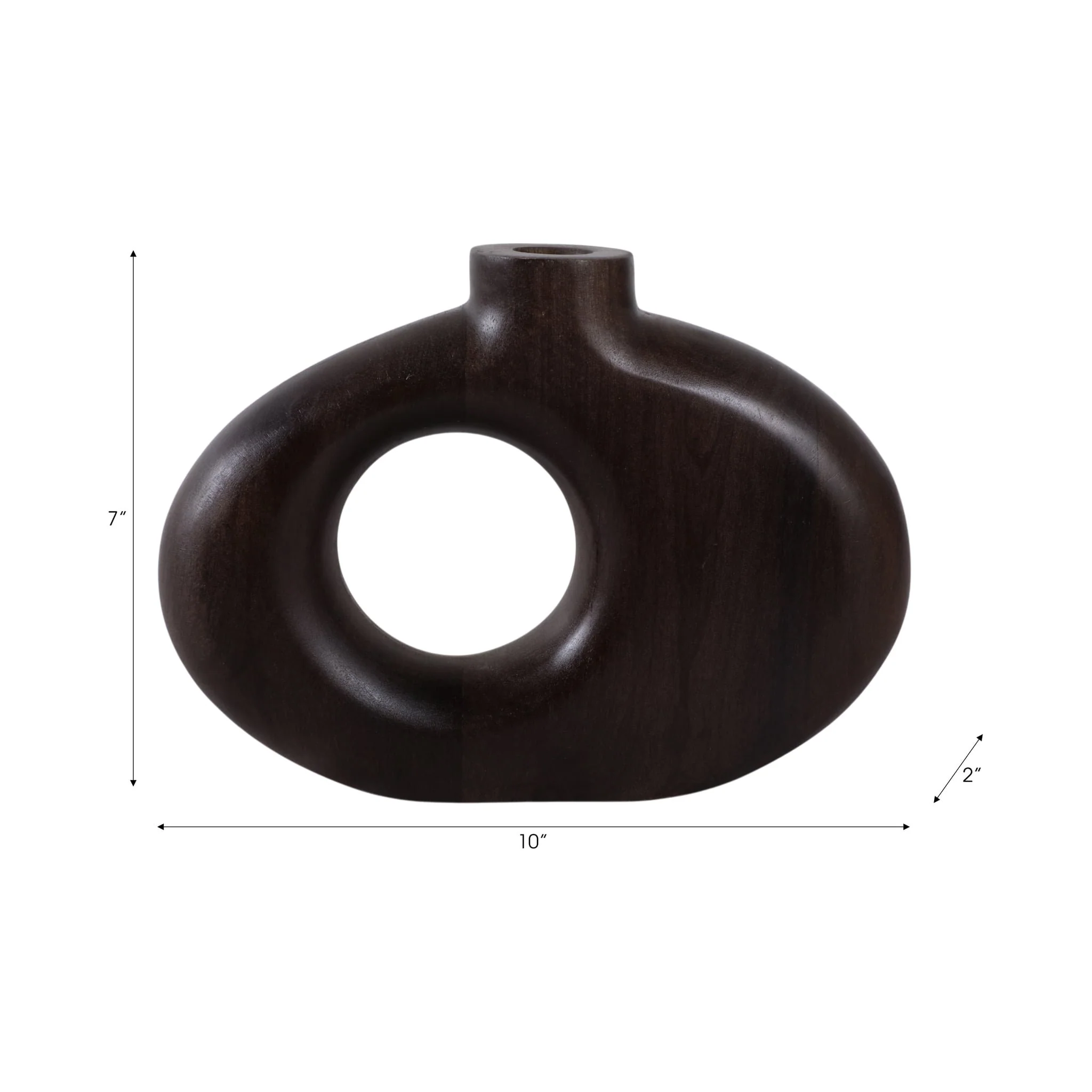 10x7" Cut-out Wood Vase, Dark Brown - Image 8