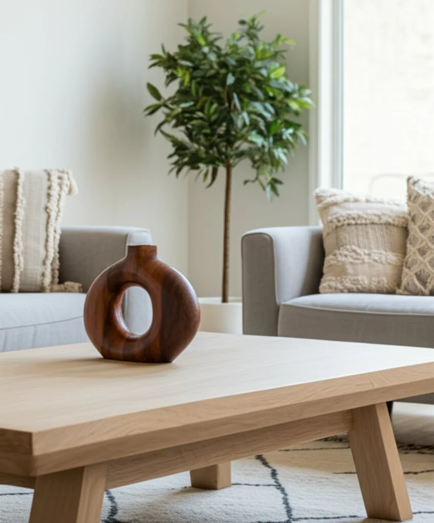 10x7" Cut-out Wood Vase, Natural - Image 12