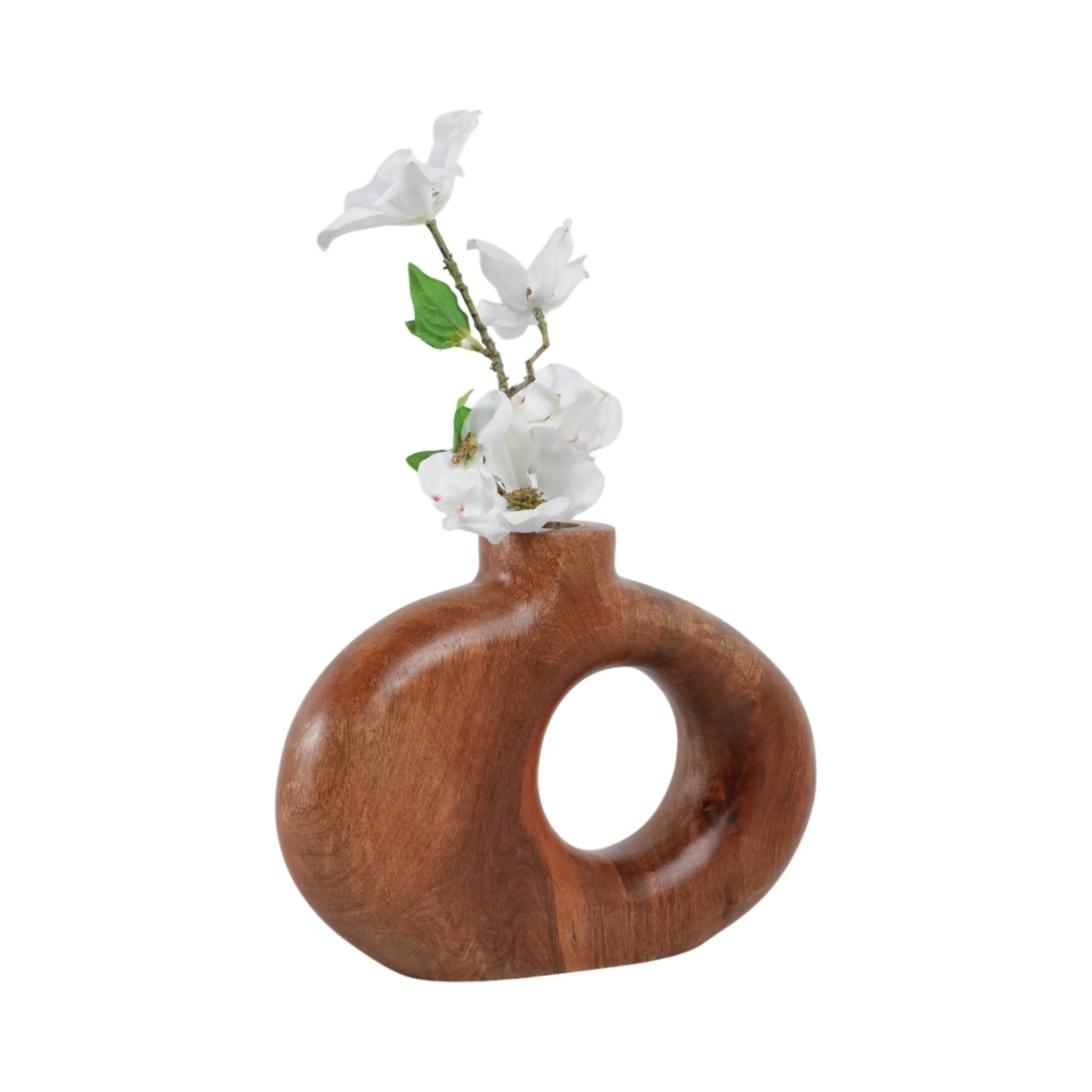10x7" Cut-out Wood Vase, Natural - Image 2