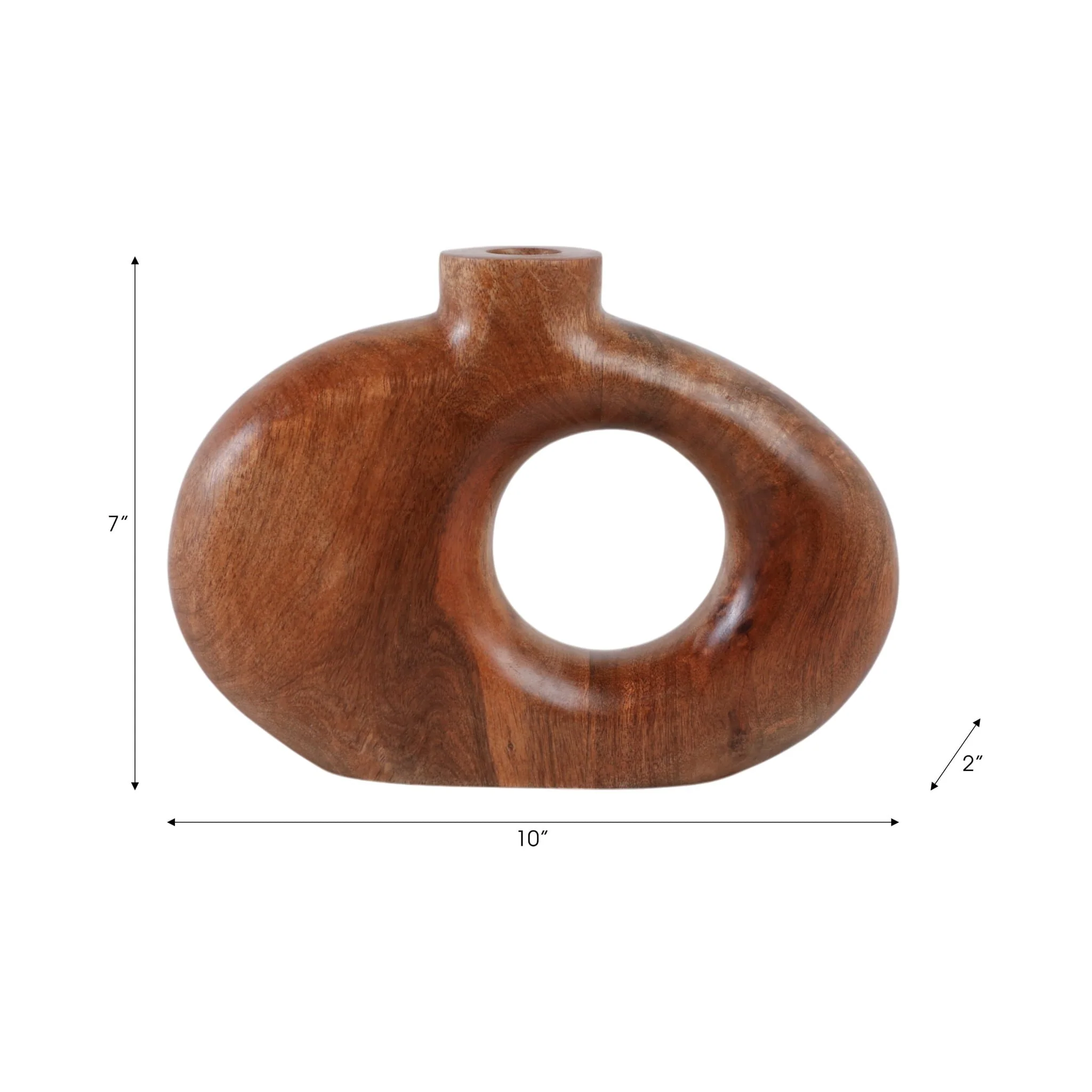 10x7" Cut-out Wood Vase, Natural - Image 8