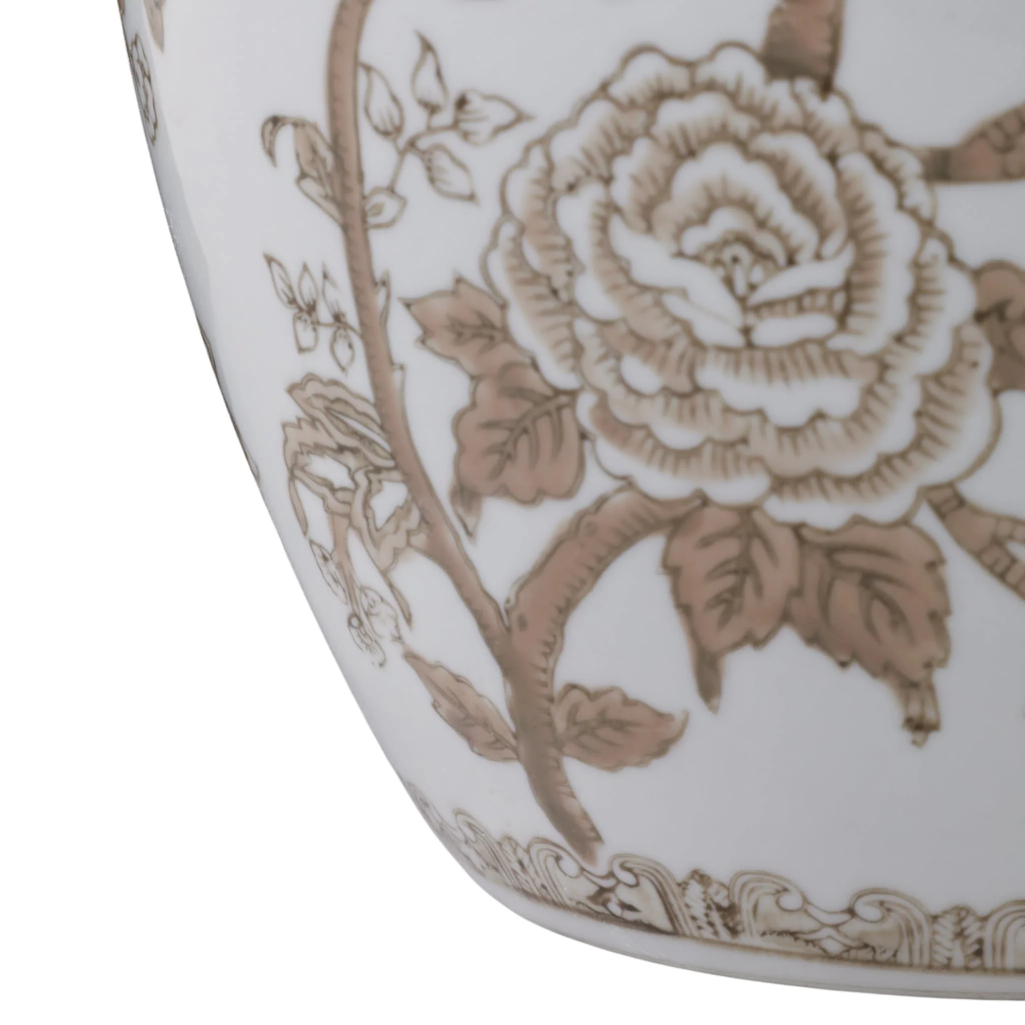 10x8" Chinoiserie Bird & Vines Vase, Brown/ White - Image 5