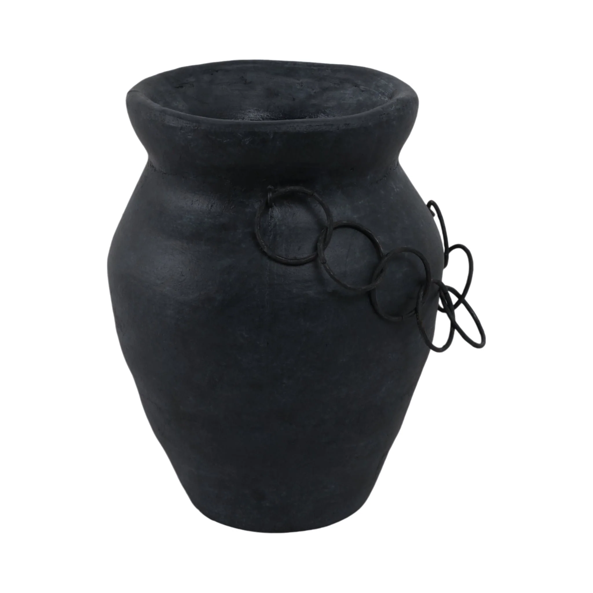 10x8" Rustic Vase With Chain, Black - Image 3
