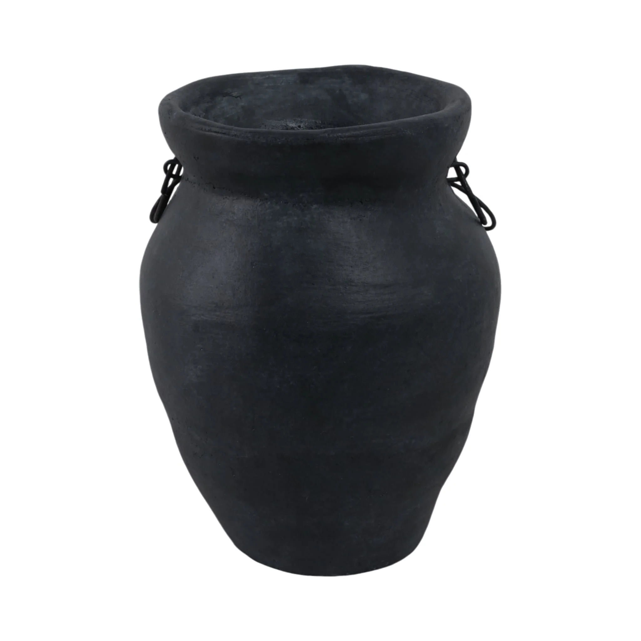 10x8" Rustic Vase With Chain, Black - Image 4