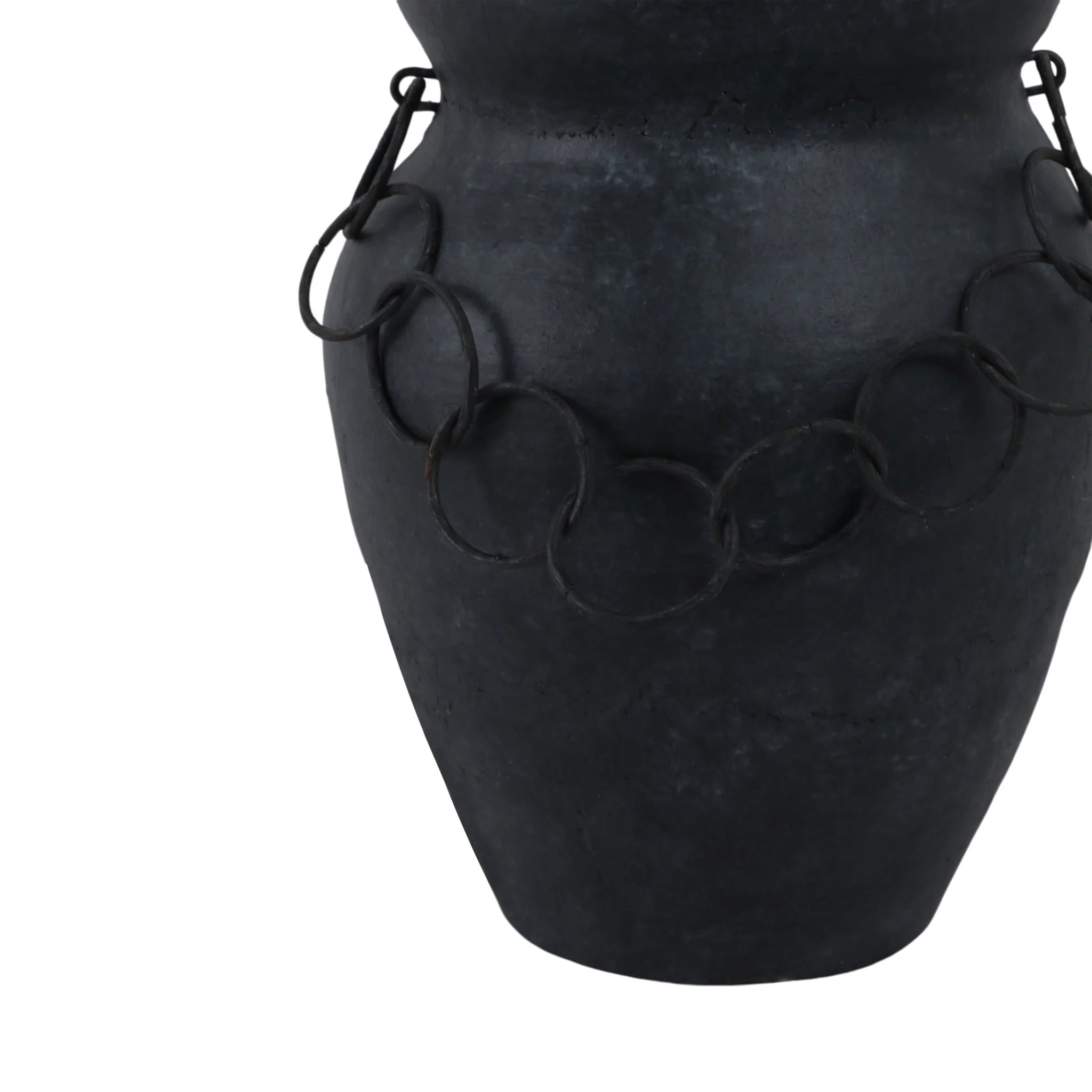 10x8" Rustic Vase With Chain, Black - Image 5